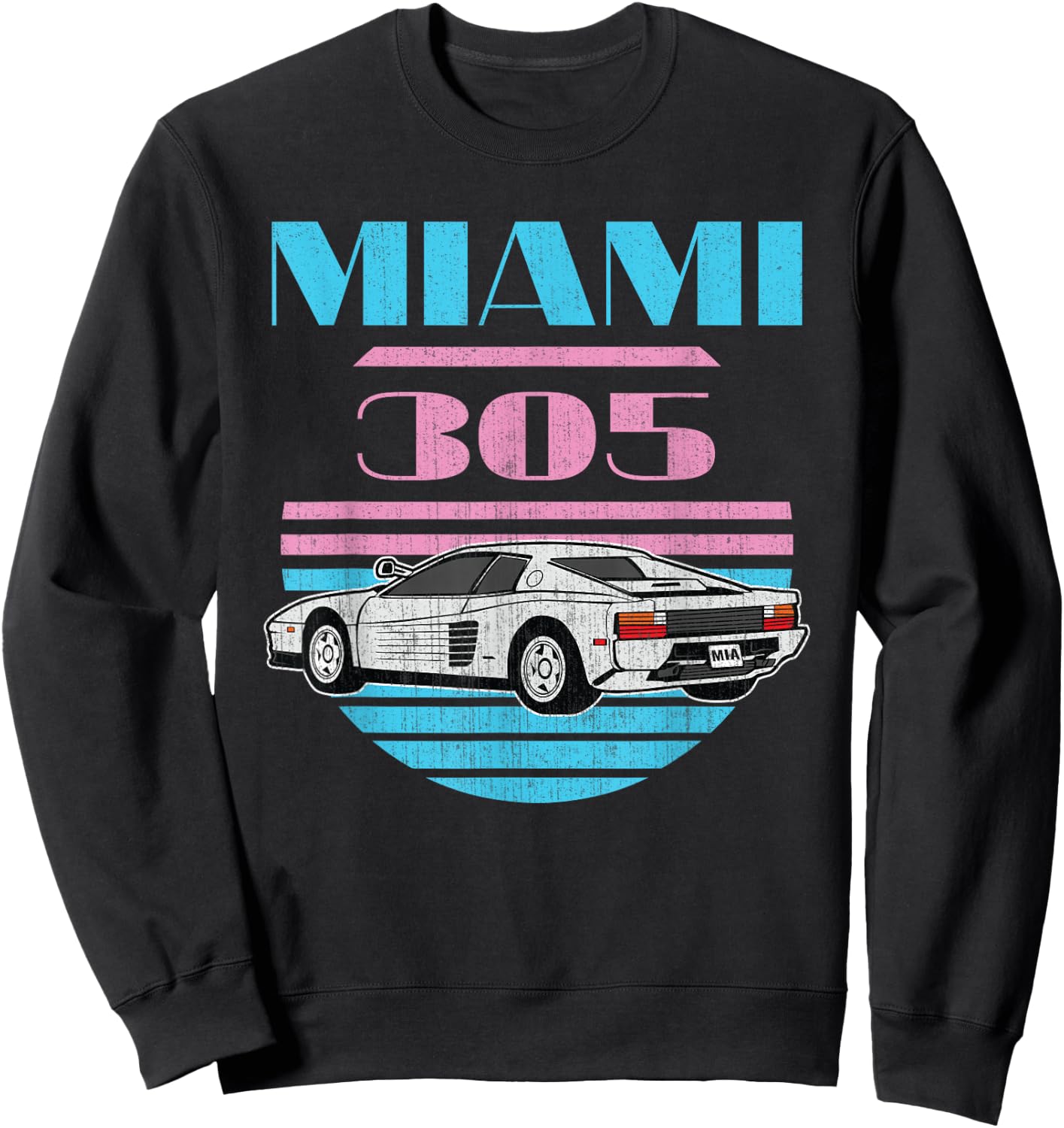 Miami 305 Vintage Florida City Beach 80s Men Women Boys Girl Sweatshirt - Sweatshirt | Black