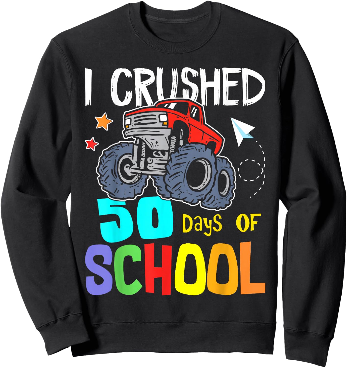 Crushing 50th Day Of School Jam truck 50 Days Of School Kids Sweatshirt - Sweatshirt | Black
