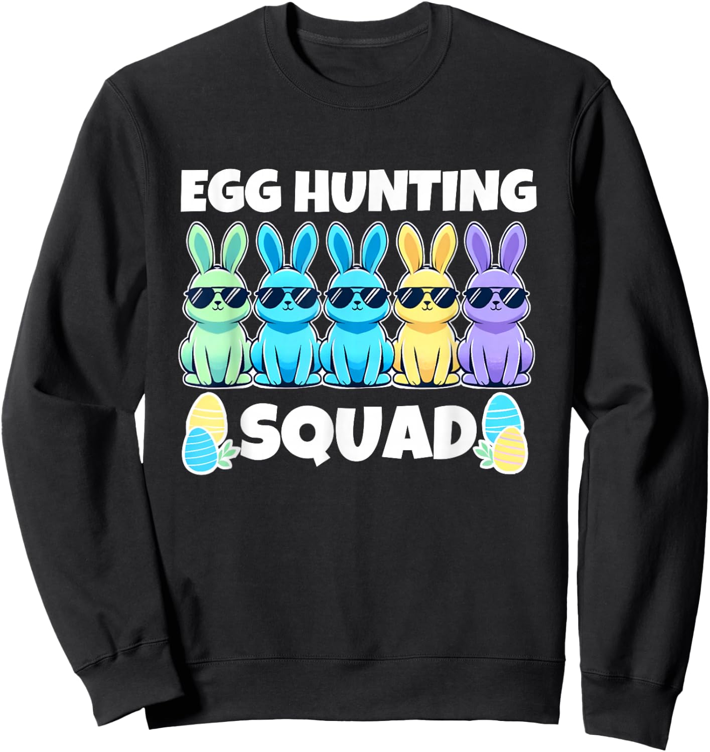 Easter Bunny Squad Humor Egg Hunting Day Sweatshirt - Sweatshirt | Black