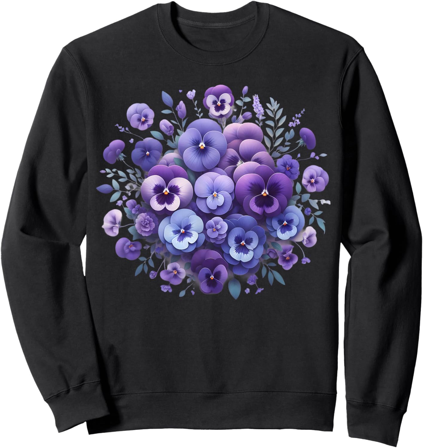 Alzheimer Purple Floral Pansy Dementia Alzheimer's Awareness Sweatshirt - Sweatshirt | Black