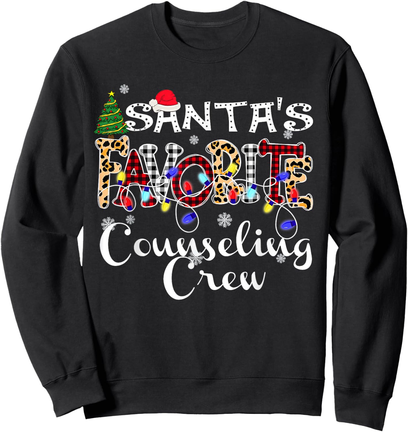 Merry Christmas Santa's Favorite Counseling Crew Sweatshirt - Sweatshirt | Black