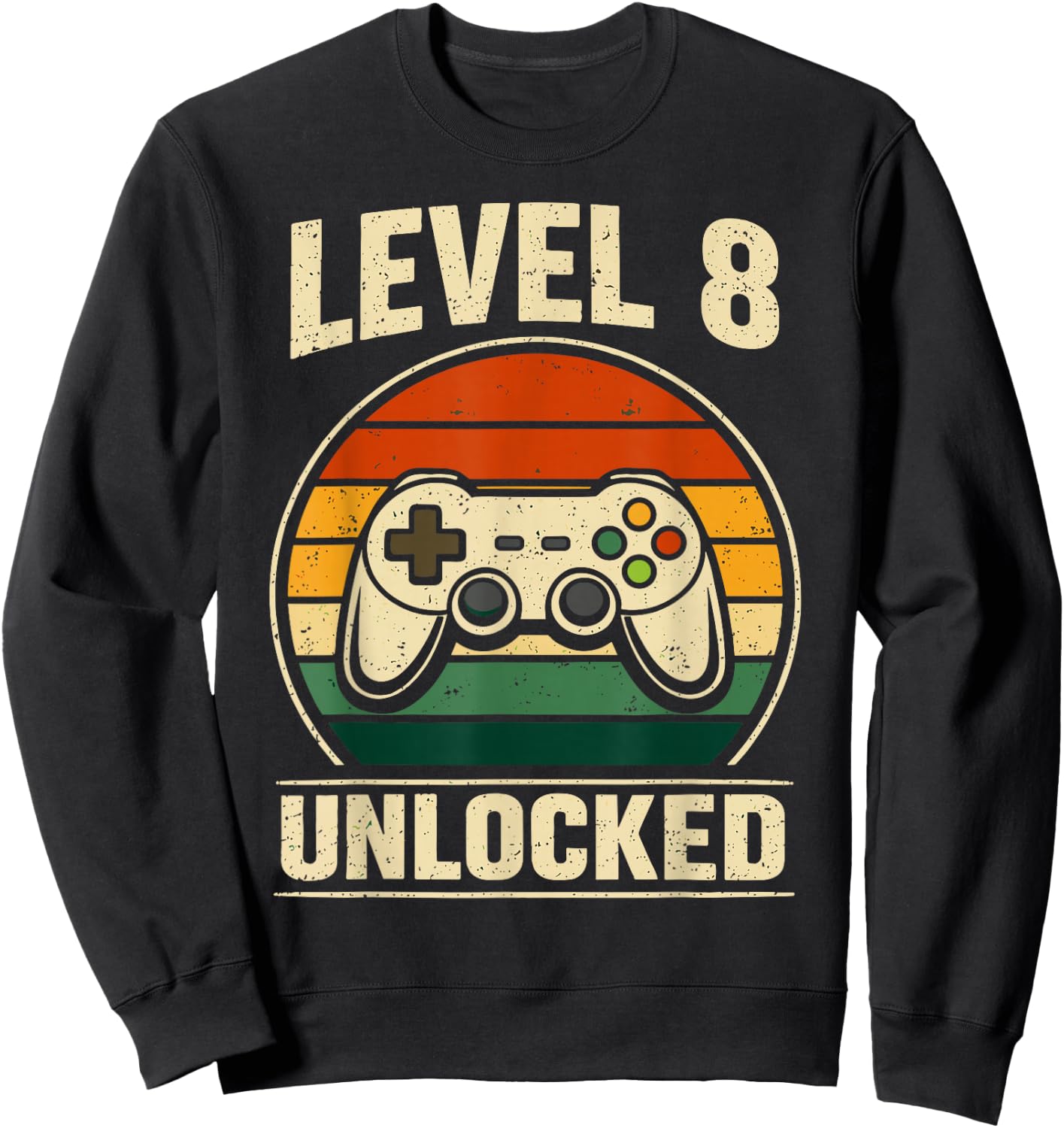 8th Birthday Level 8 Unlocked Gamer Gaming Eight Birthday Sweatshirt - Sweatshirt | Black