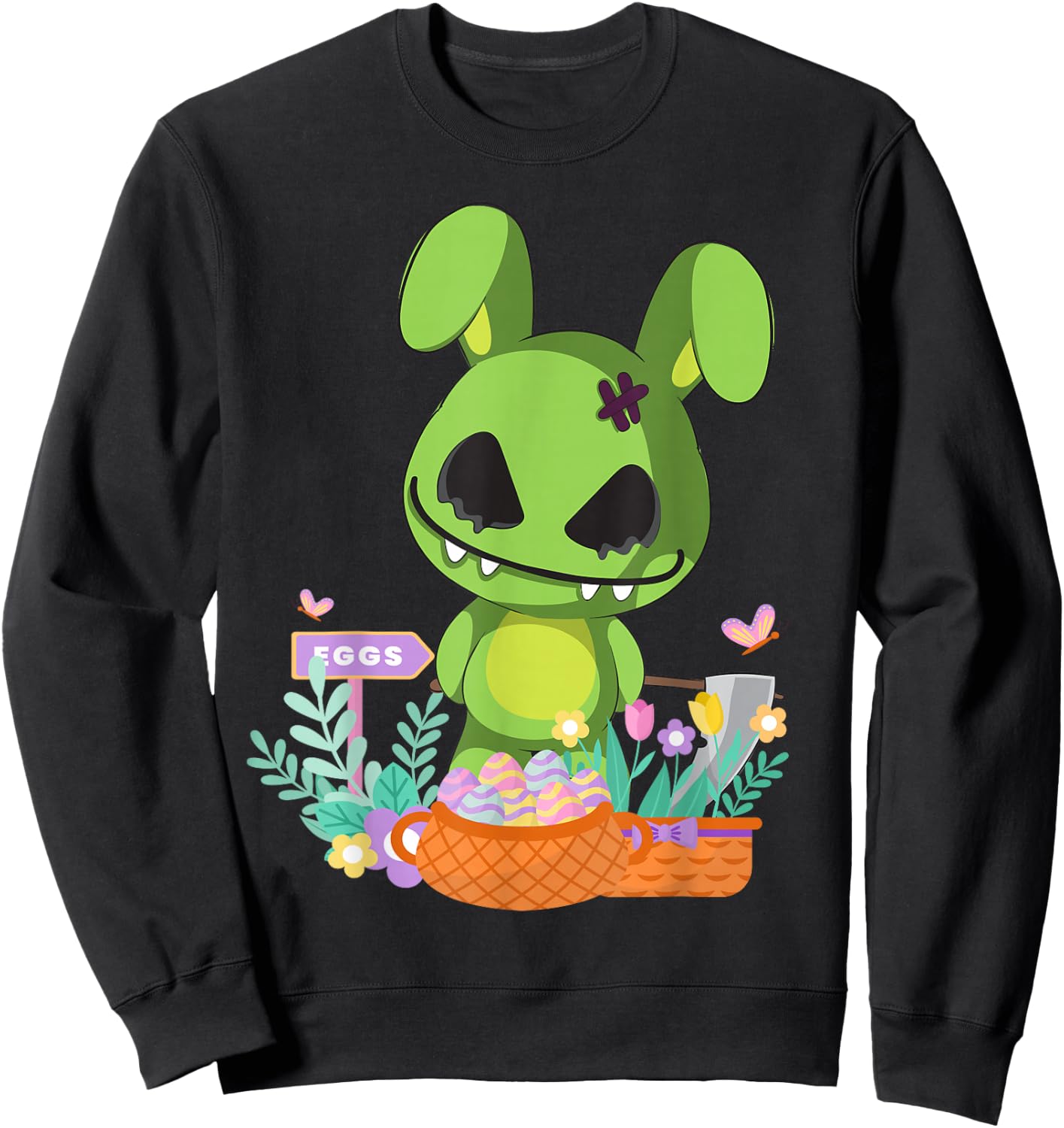 Funny goth zombie easter scary bunny dye easter eggs rabbit Sweatshirt - Sweatshirt | Black
