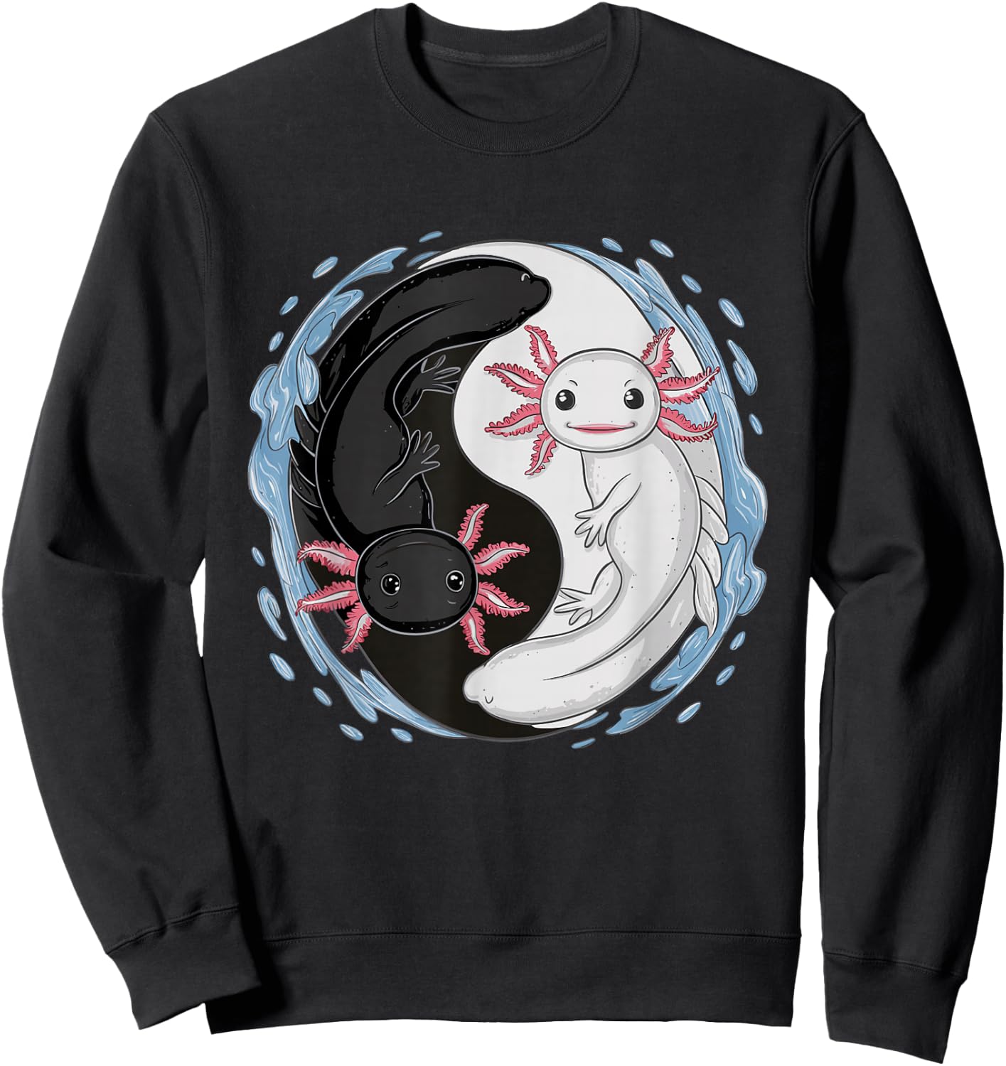 Cute Kawaii Axolotl Yin Yang Sweatshirt - Sweatshirt | Black