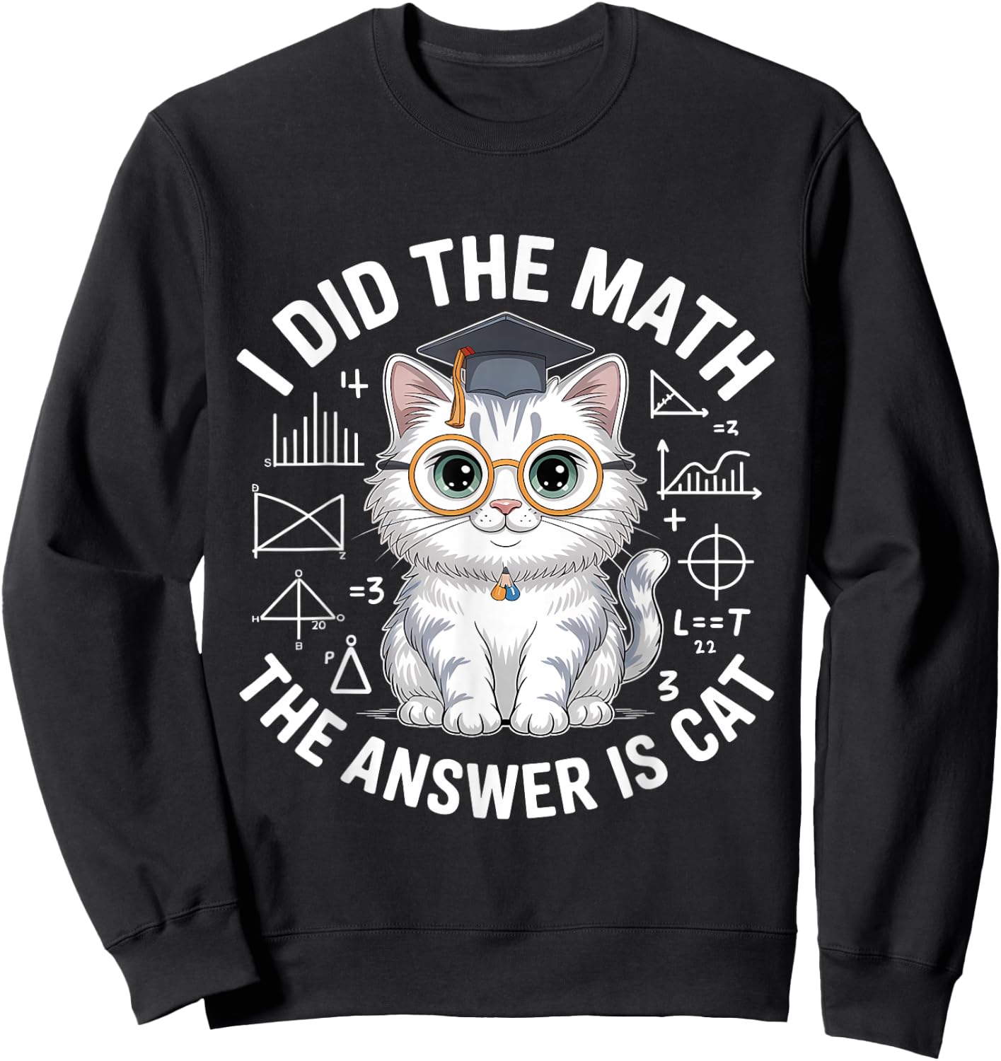 I Did Math The Answer is Cat Mathematics Funny Cat Lover Sweatshirt - Sweatshirt | Black