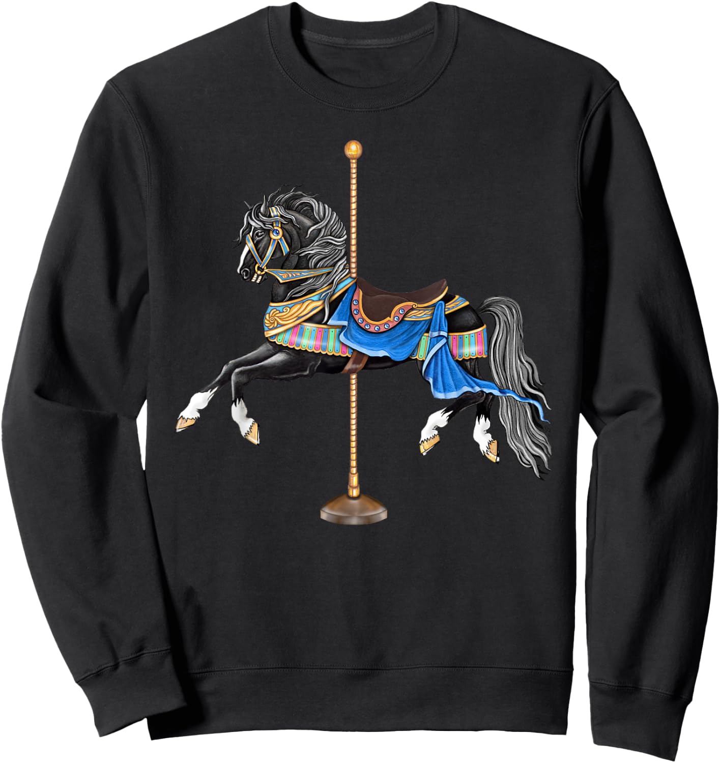 Black Stallion Carousel Horse Sweatshirt - Sweatshirt | Black