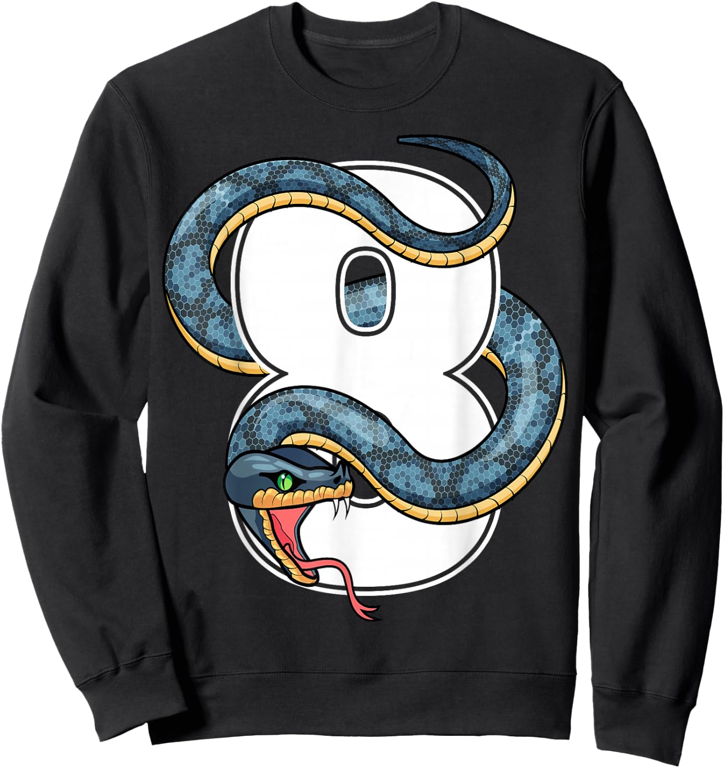 8th Birthday Snake Lover Eight 8 Year Old Birthday Boy Girl Sweatshirt - Sweatshirt | Black