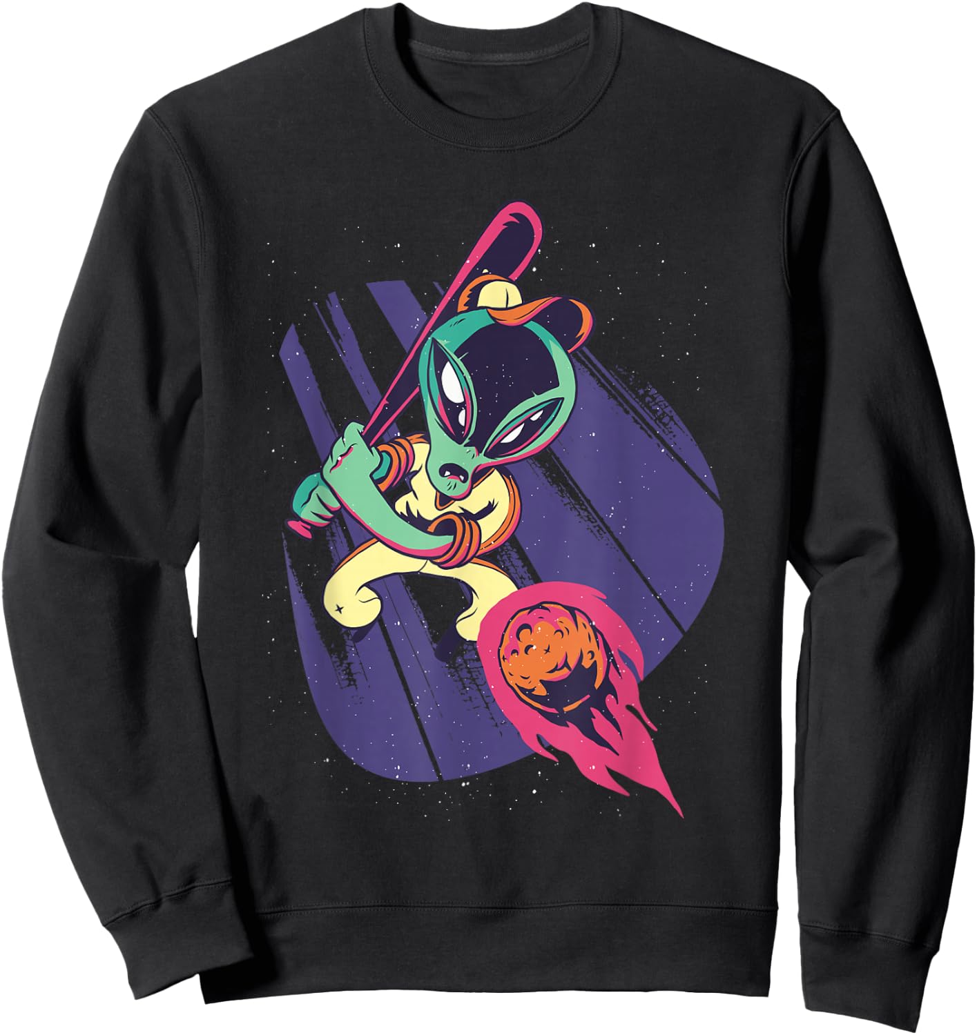 Baseball Alien Space Sweatshirt - Sweatshirt | Black