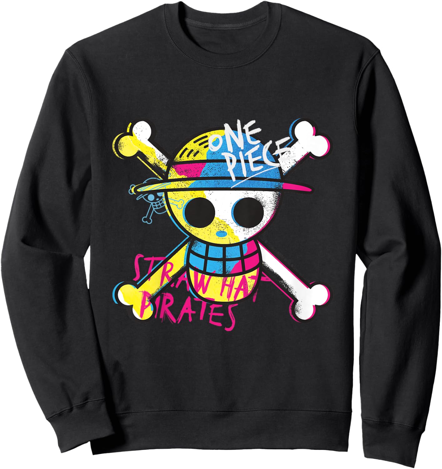 Kids One Piece Straw Hat Pirates Logo Colorful Monkey D Luffy Kids , Blue, 2 Sweatshirt - Sweatshirt | Black