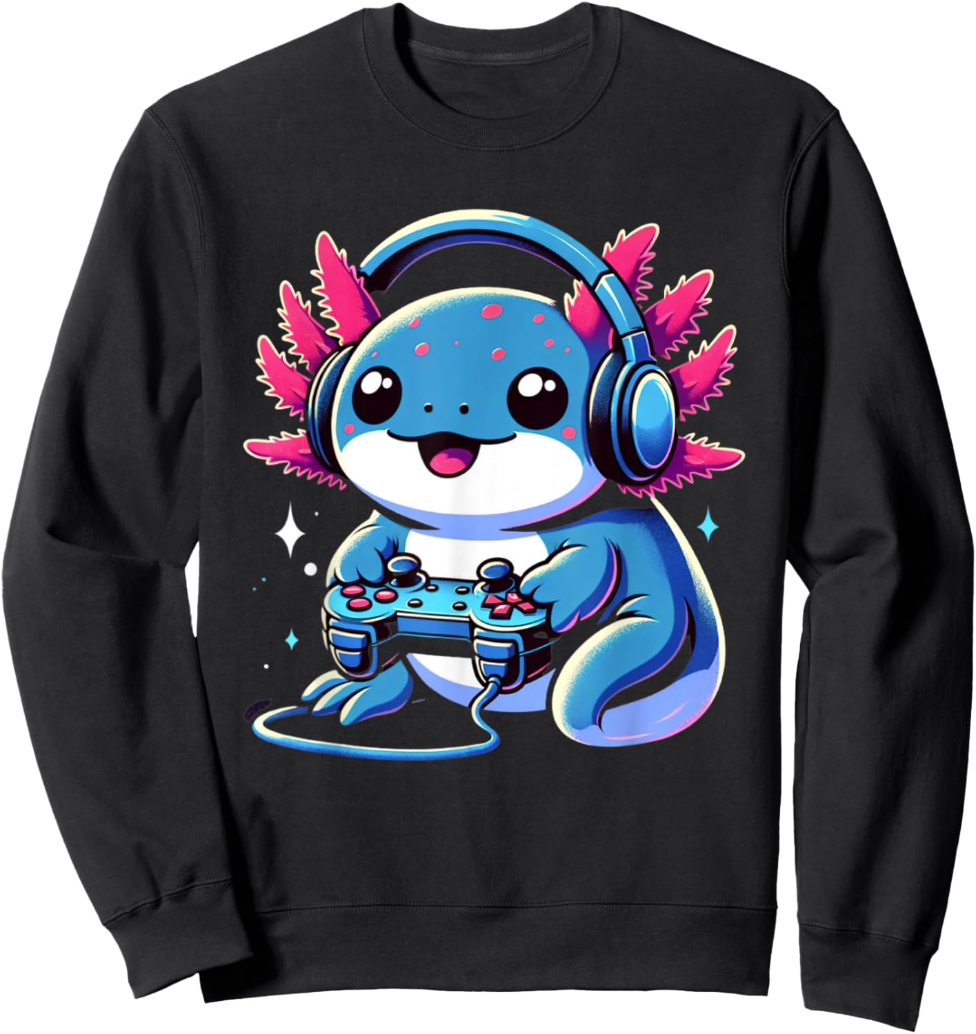 Funny Axolotl Gamer Gaming Axolotl Video Game Sweatshirt - Sweatshirt | Black