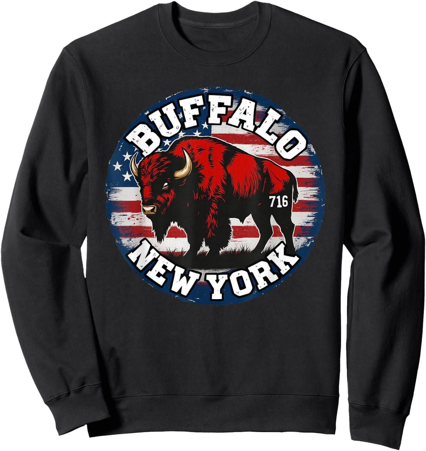 Buffalo New York 716 Area Code Bison WNY BFLO Pride Sweatshirt - Sweatshirt | Black
