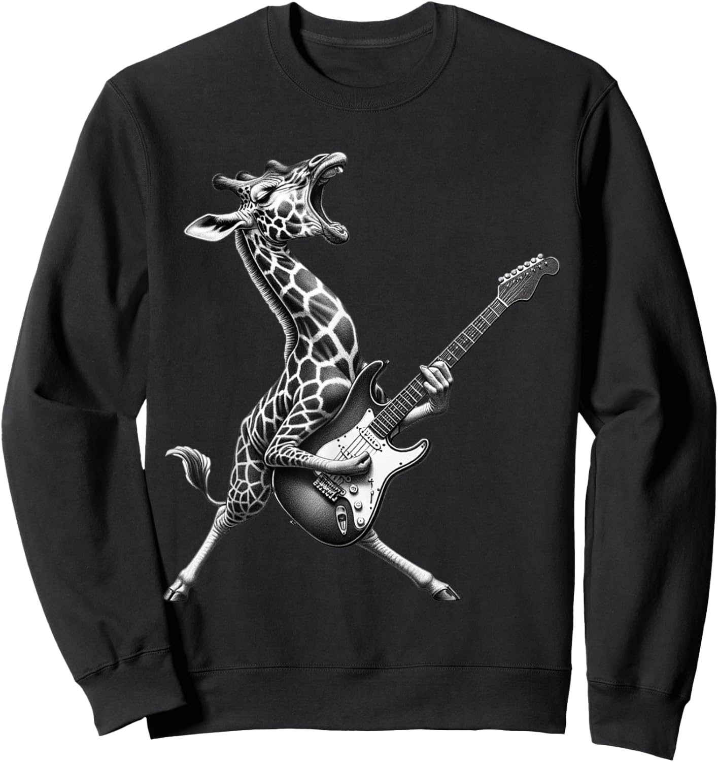 Funny Giraffe Playing Electric Guitar. Giraffe Guitar Lover Sweatshirt - Sweatshirt | Black