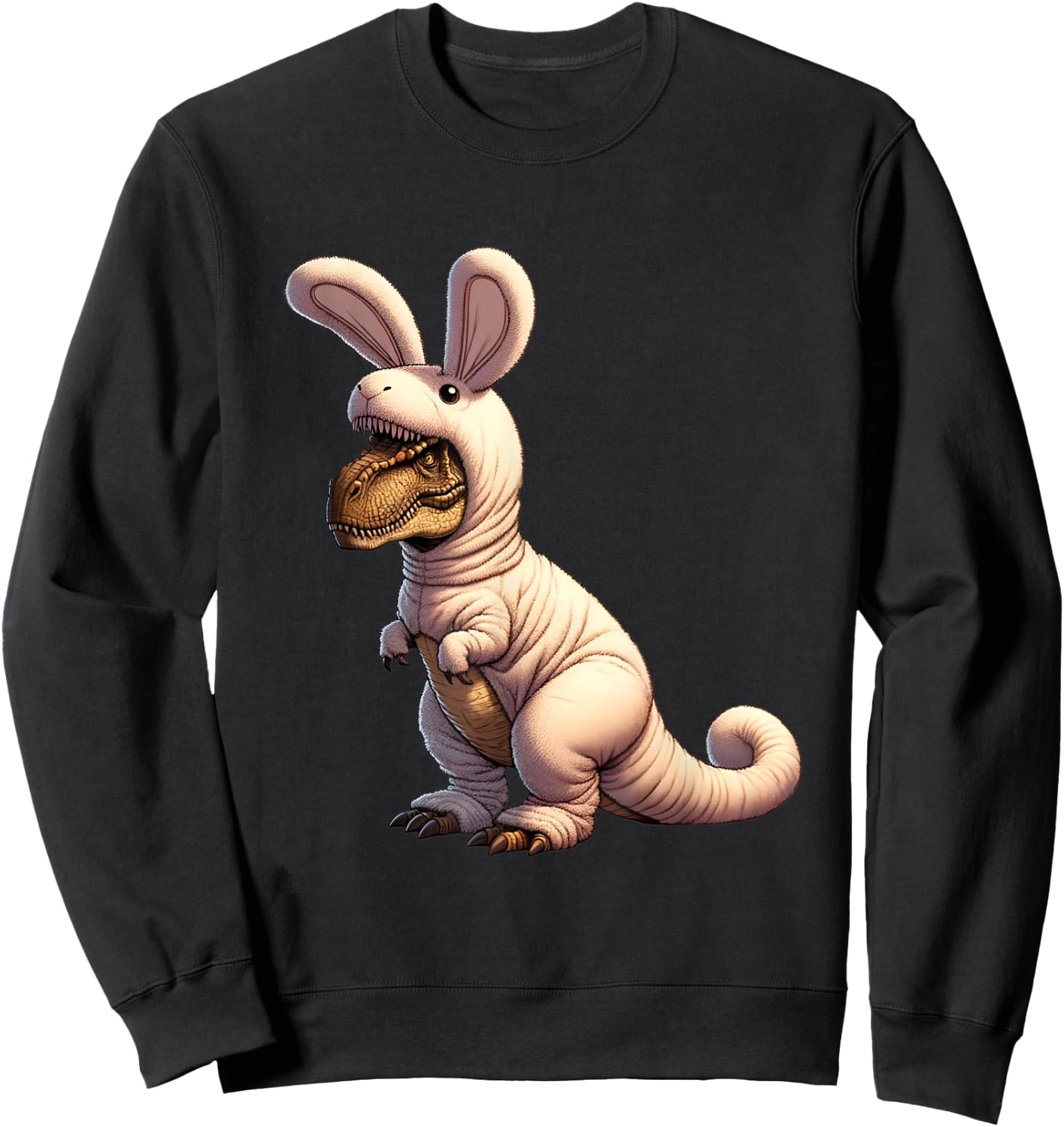 T-rex dinosaur in a bunny costume easter theme Sweatshirt - Sweatshirt | Black