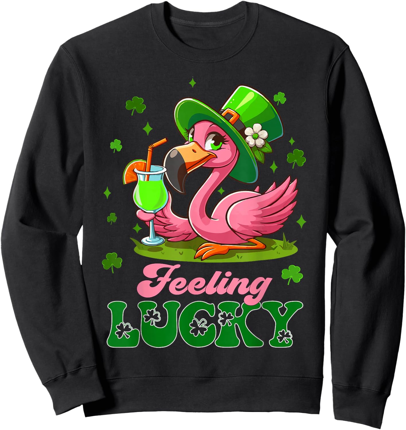 Irish Flamingo leprechaun St Patrick's Day Funny Flamingo Sweatshirt - Sweatshirt | Black