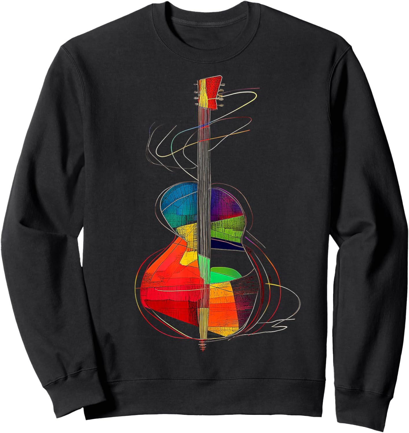 Guitar Music Instrument Motif Illustration Guitar Sweatshirt - Sweatshirt | Black