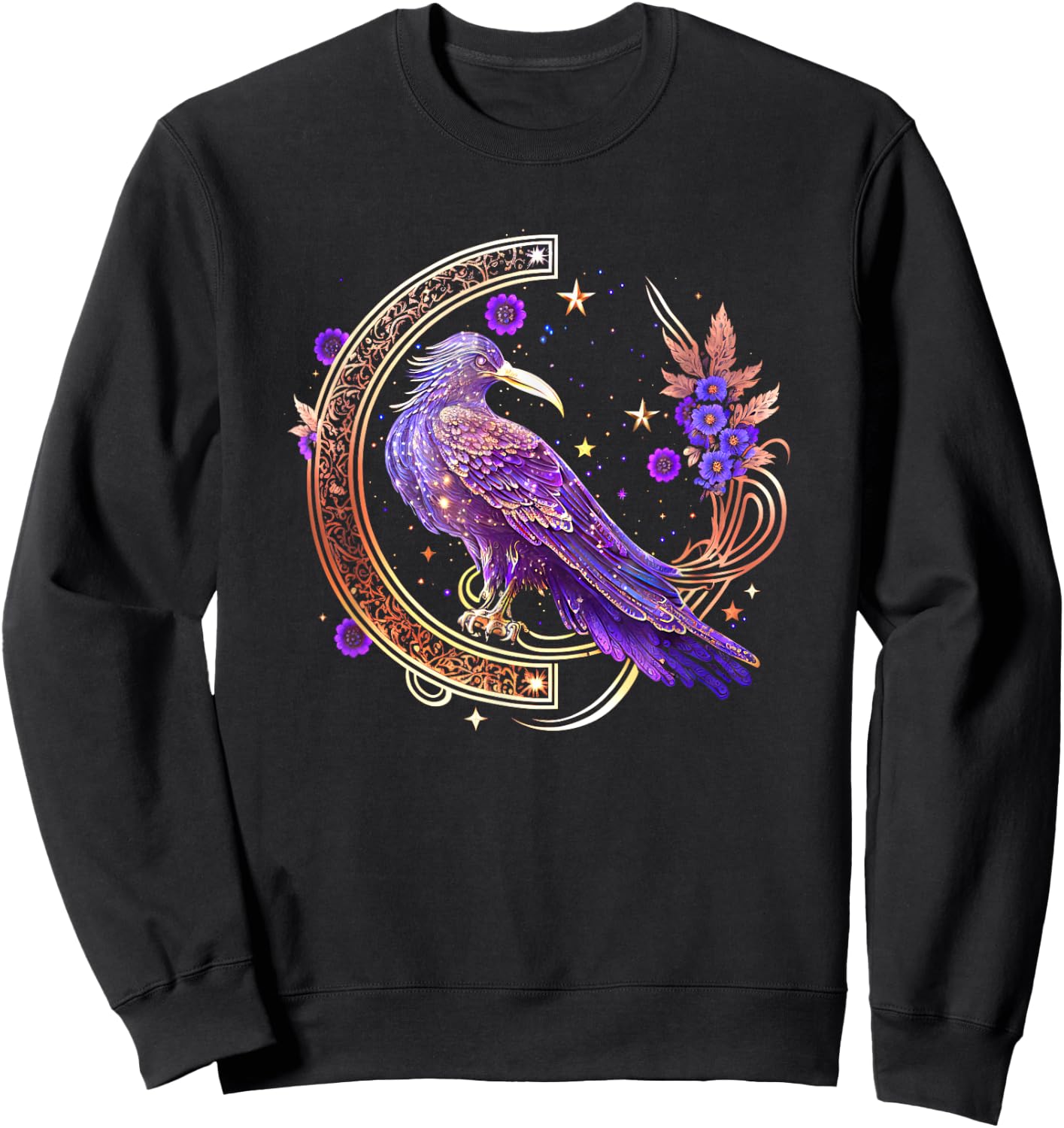 Mystical crow, raven birds, Nordic, Celtic, Wicca, Morrigan Sweatshirt - Sweatshirt | Black