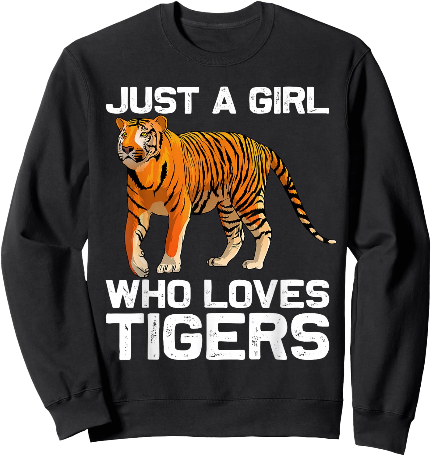 Funny Tiger Girl Design Kids Women Mom Tiger Love Wildlife Sweatshirt - Sweatshirt | Black