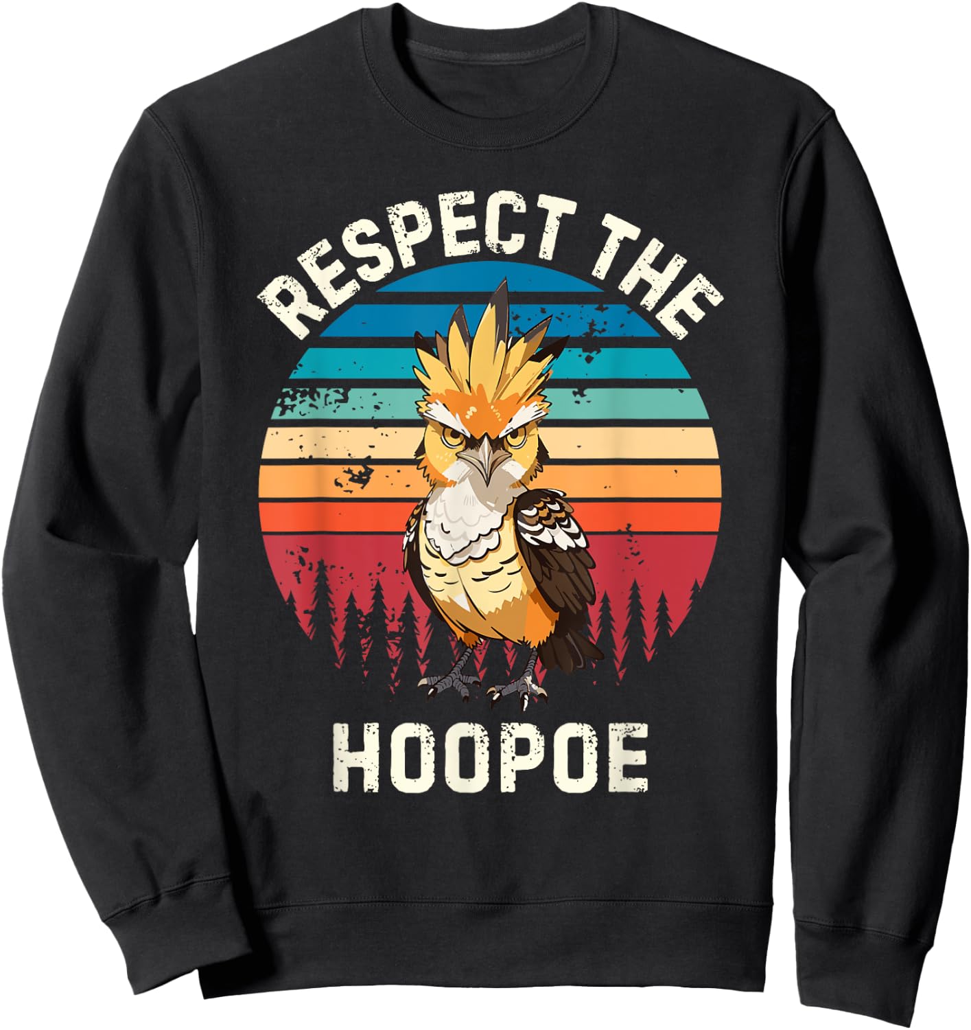 Retro Respect The Hoopoe Bird Vintage Hoopoe Bird Lover , Black, S Sweatshirt - Sweatshirt | Black