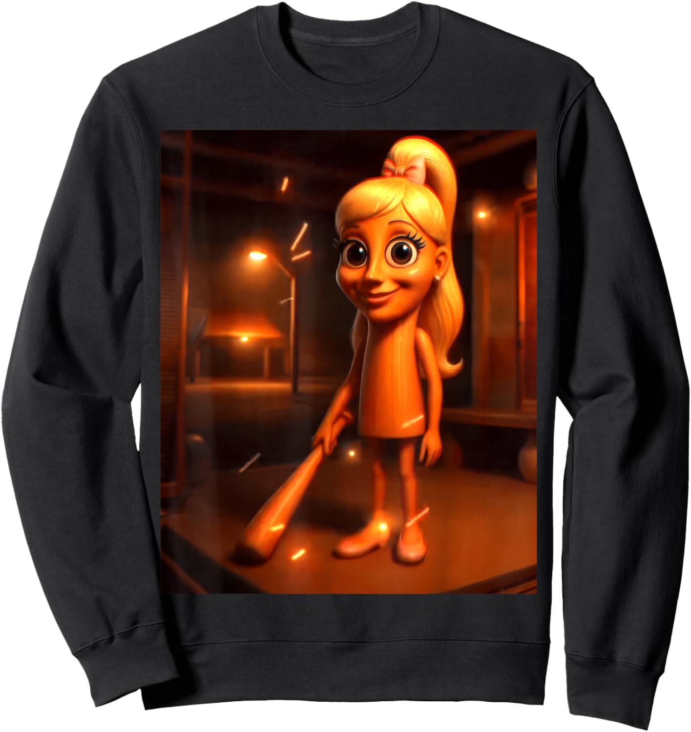 Tung Tung Tung sahura Funny Female Tung sahur Girl brainrot Sweatshirt - Sweatshirt | Black