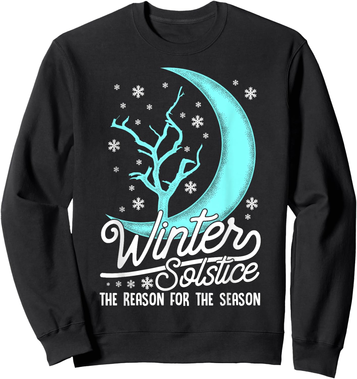 Winter Solstice Solar Event Half Way Thru Winter Snow & Moon Sweatshirt - Sweatshirt | Black