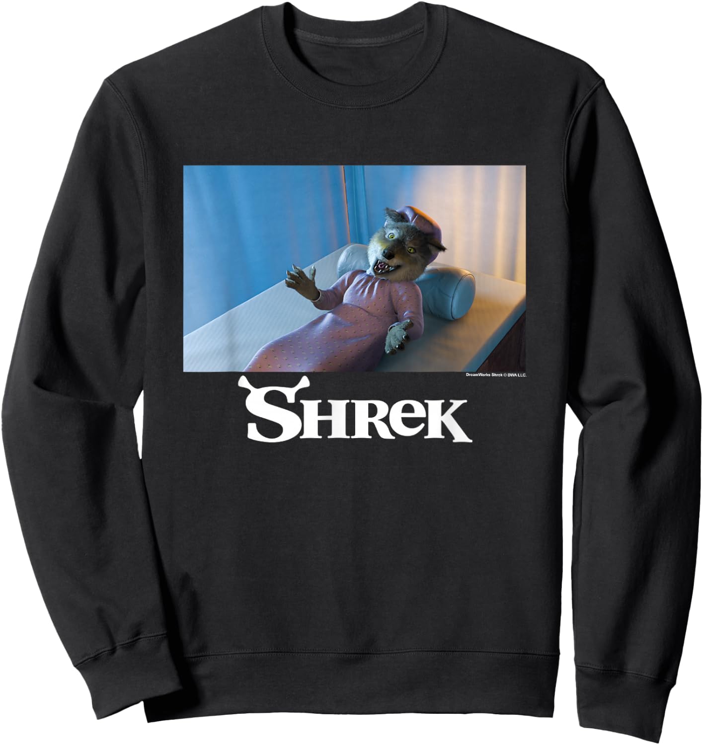 Shrek Iconic Wolf Bed Scene Big Chest Poster Sweatshirt - Sweatshirt | Black