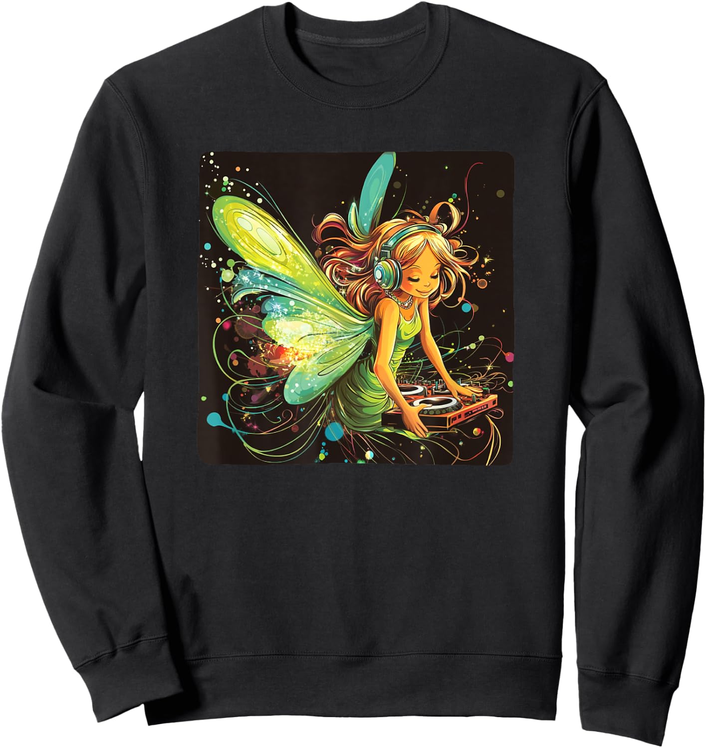 Fée vibrante avec cabine DJ pour les fêtes et les fans de célébration Sweatshirt - Sweatshirt | Black