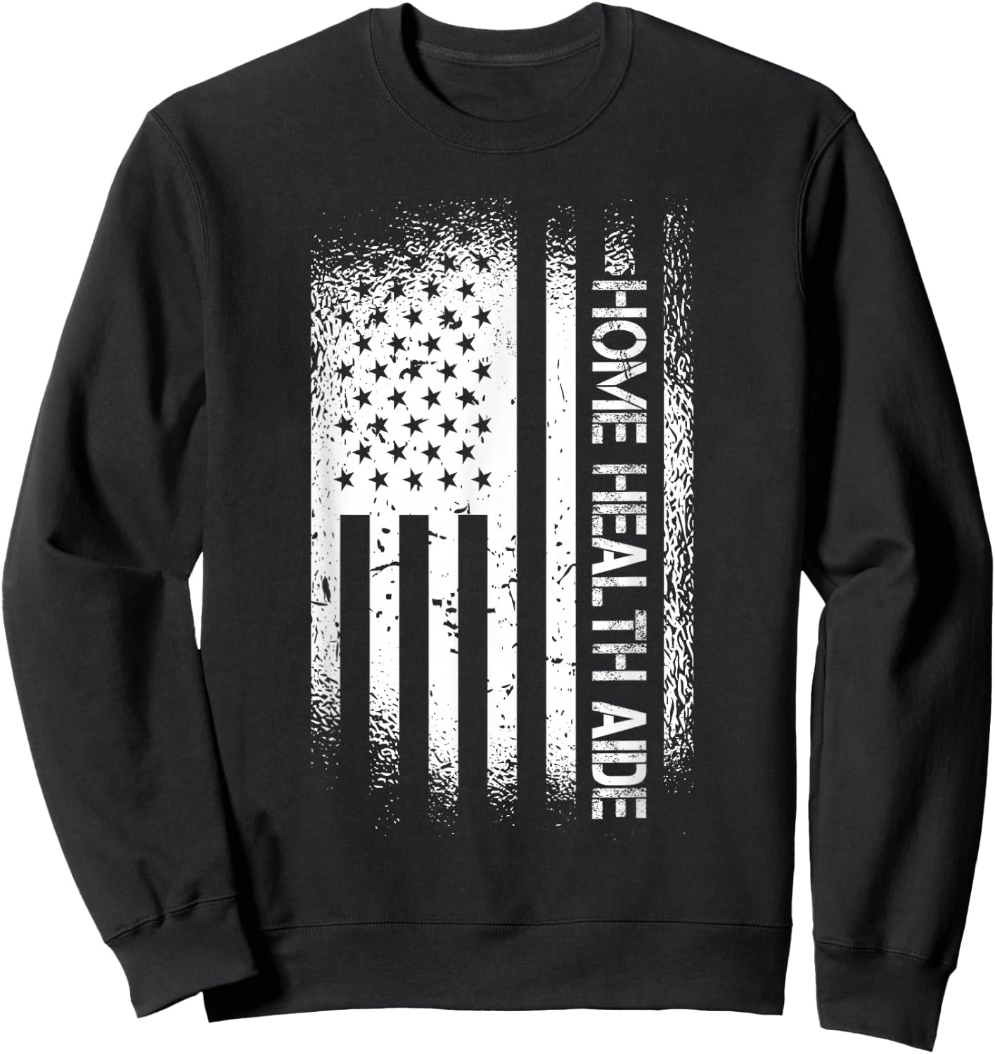 Patriotic Home Health Aide With American Flag Sweatshirt - Sweatshirt | Black