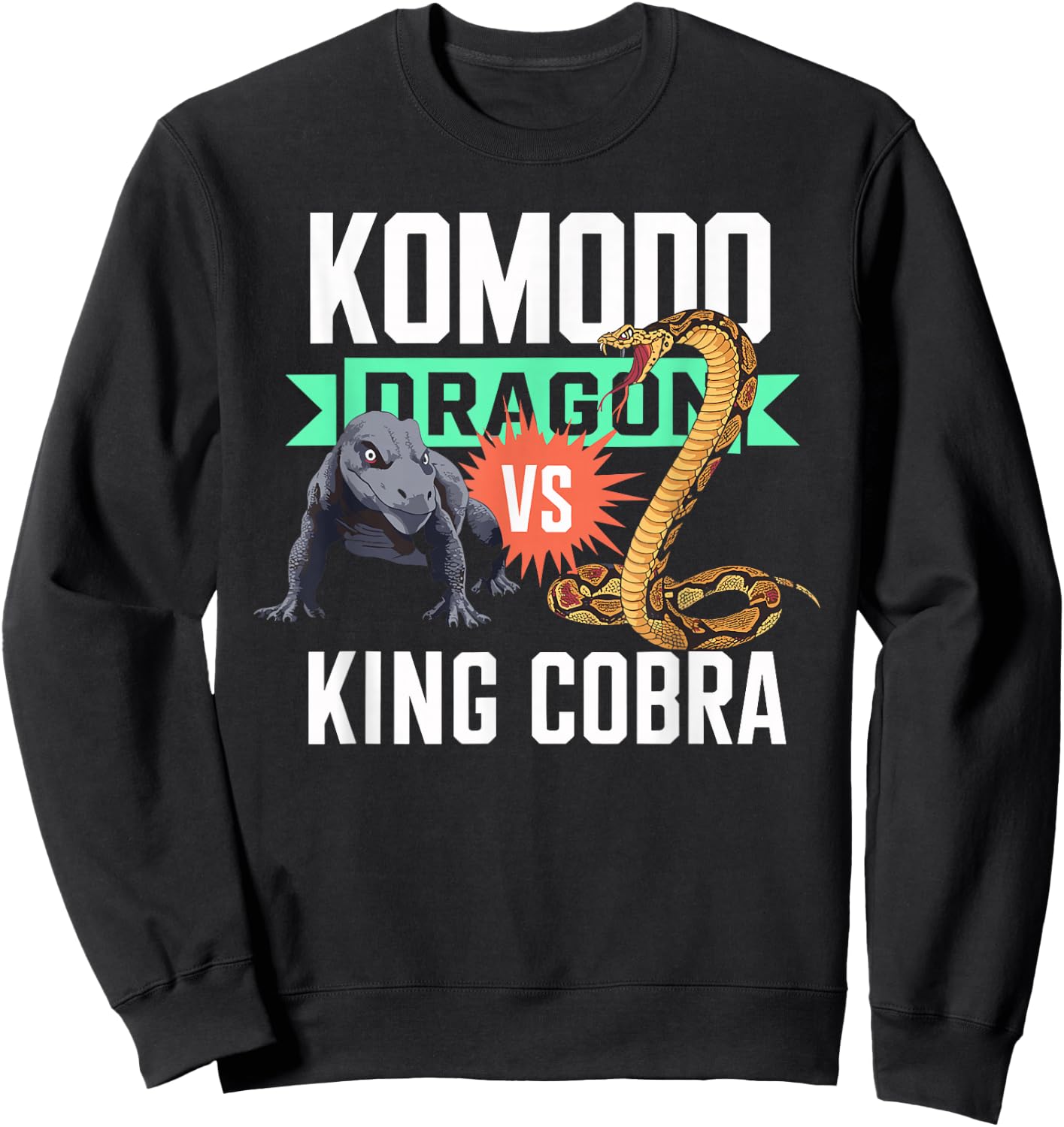 Komodo Dragon VS King Cobra Shirt Komodo Dragon Shirt Kids Sweatshirt - Sweatshirt | Black