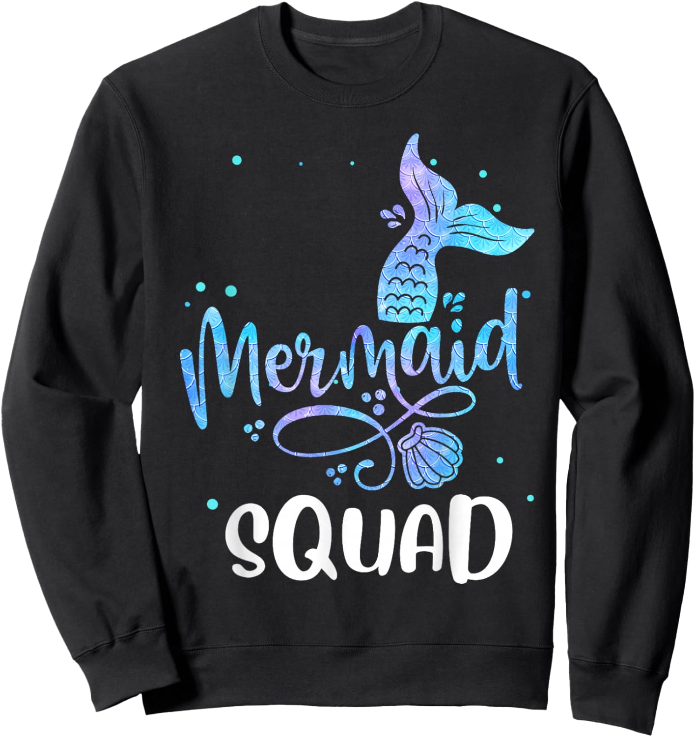 Mermaid Squad Cute Girls Birthday Squad Mermaid Tail Party Sweatshirt - Sweatshirt | Black