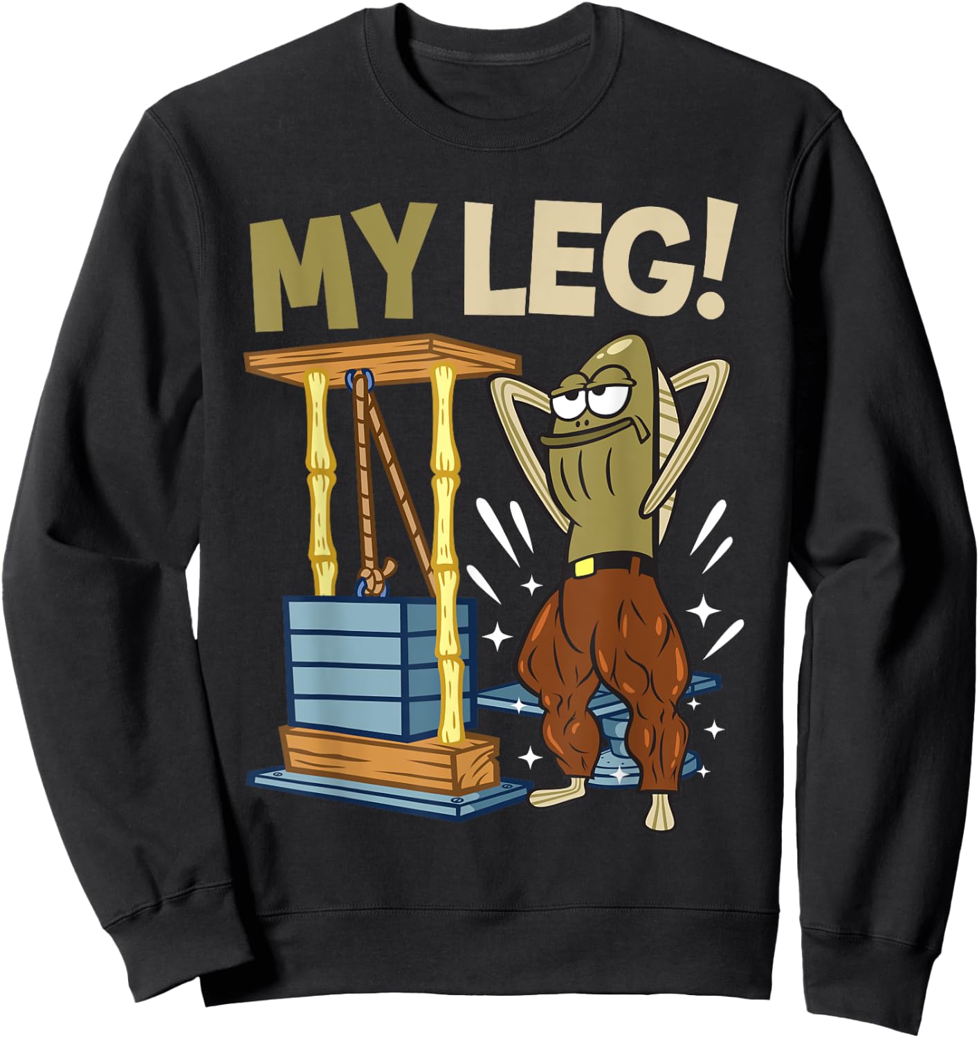 Mademark x SpongeBob SquarePants - My leg Body Building Funny SpongeBob Inside Joke Legs Day Sweatshirt - Sweatshirt | Black
