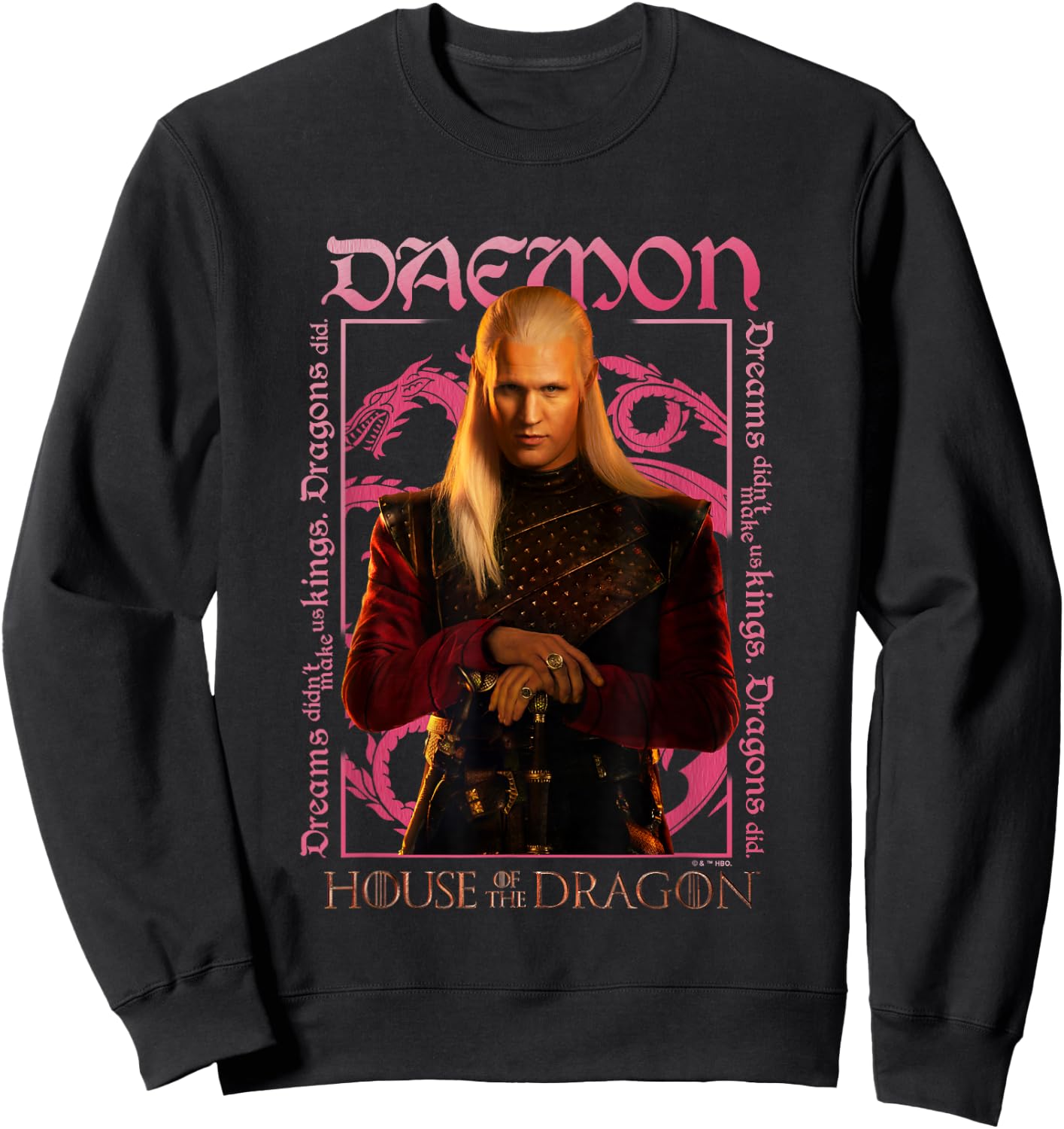 House of the Dragon Daemon Targaryen Fire And Blood Poster Sweatshirt - Sweatshirt | Black