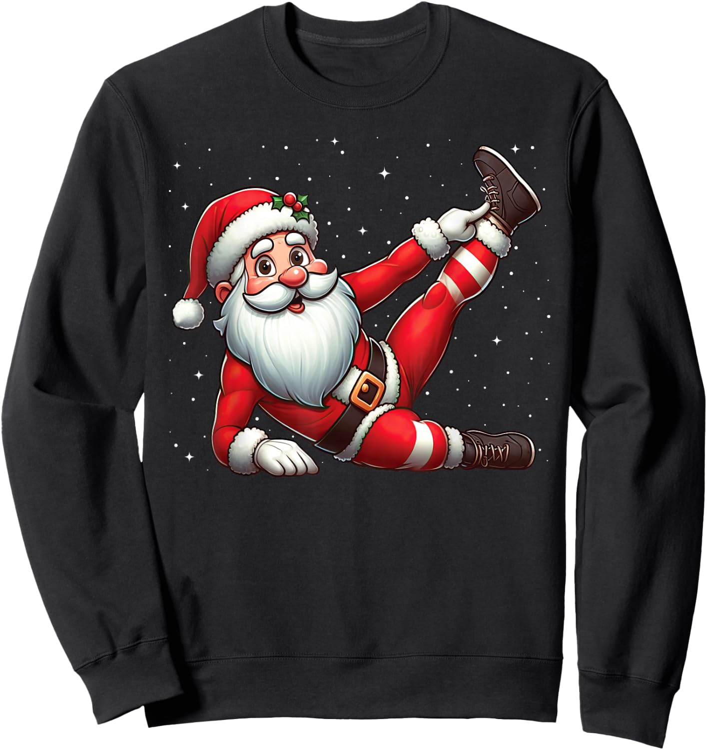 Santa Claus Exercise Gym Fitness Training Christmas Snow , Black, S Sweatshirt - Sweatshirt | Black