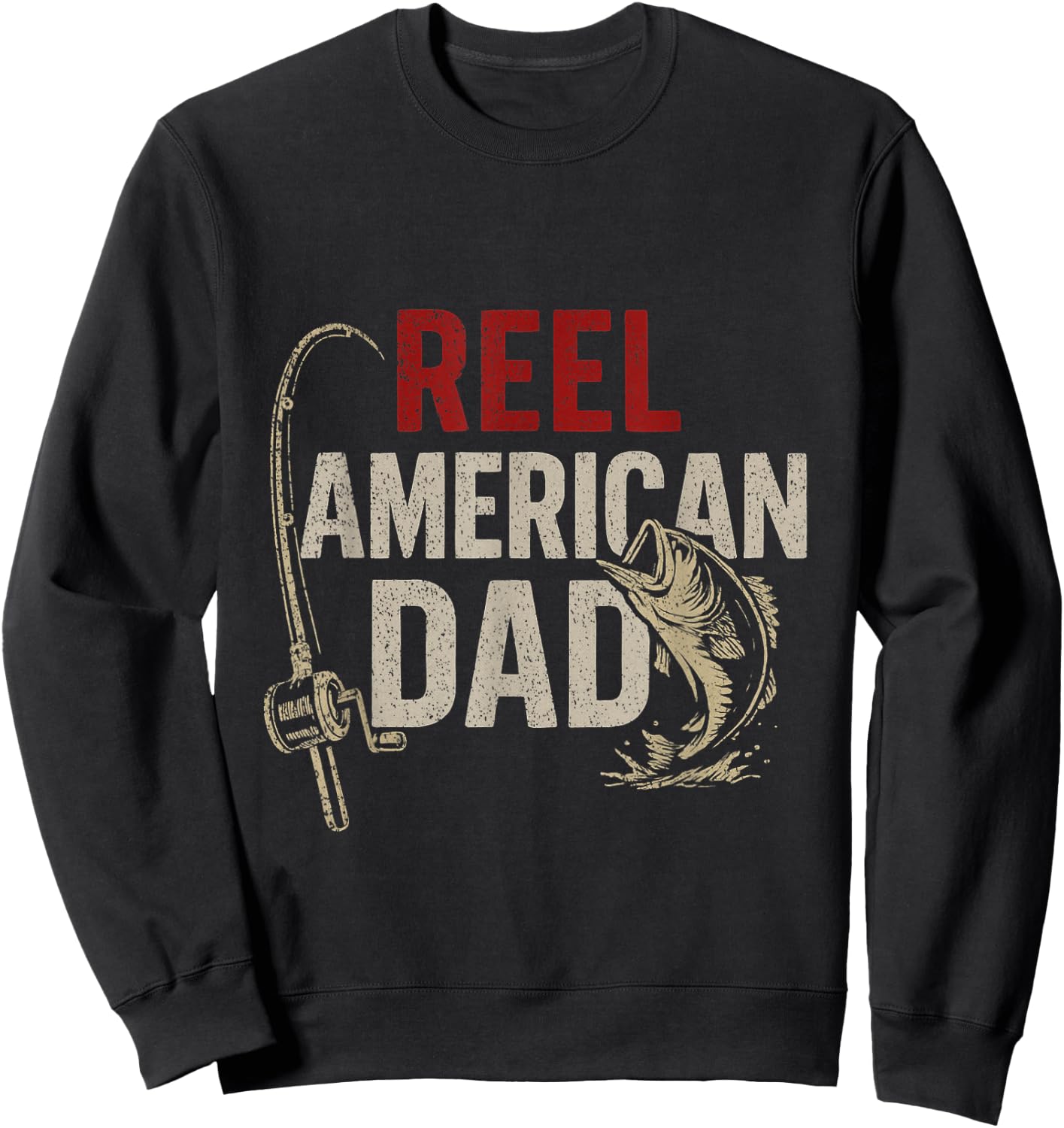 Funny Fisherman Vintage Reel American Dad Sweatshirt - Sweatshirt | Black