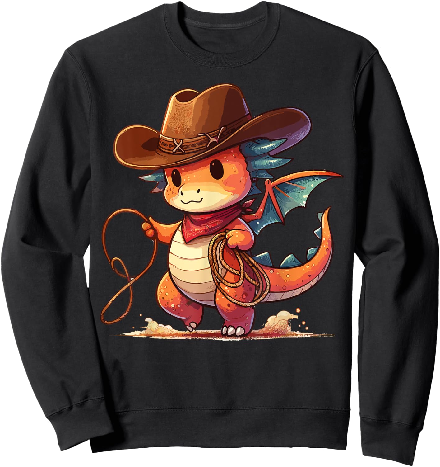 Western Rodeo Cowboy Hat Dragon Texas Animals Sweatshirt - Sweatshirt | Black
