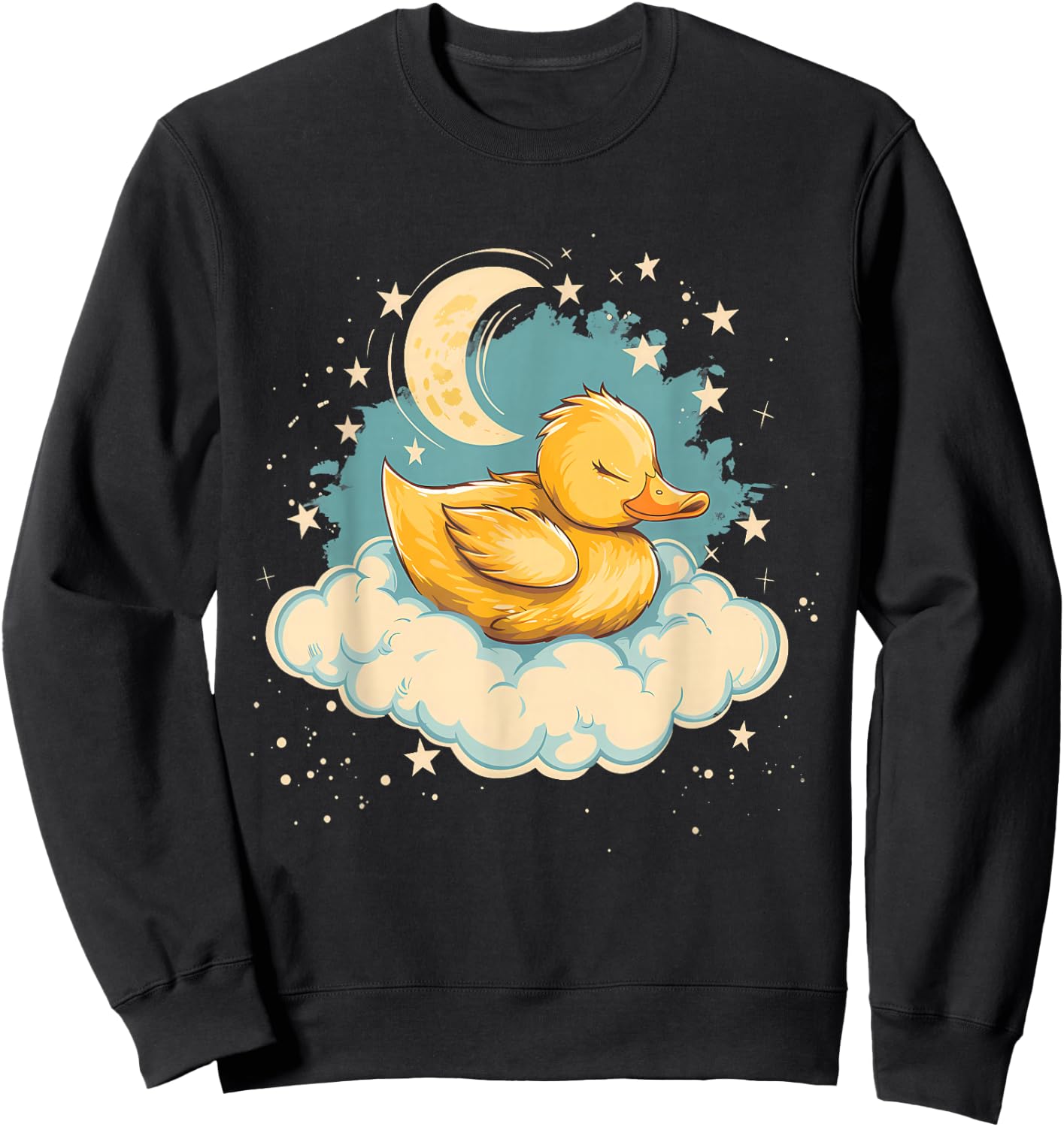 Sleeping Duck Sleepy Animal Napping Moon Duck Lover Sweatshirt - Sweatshirt | Black