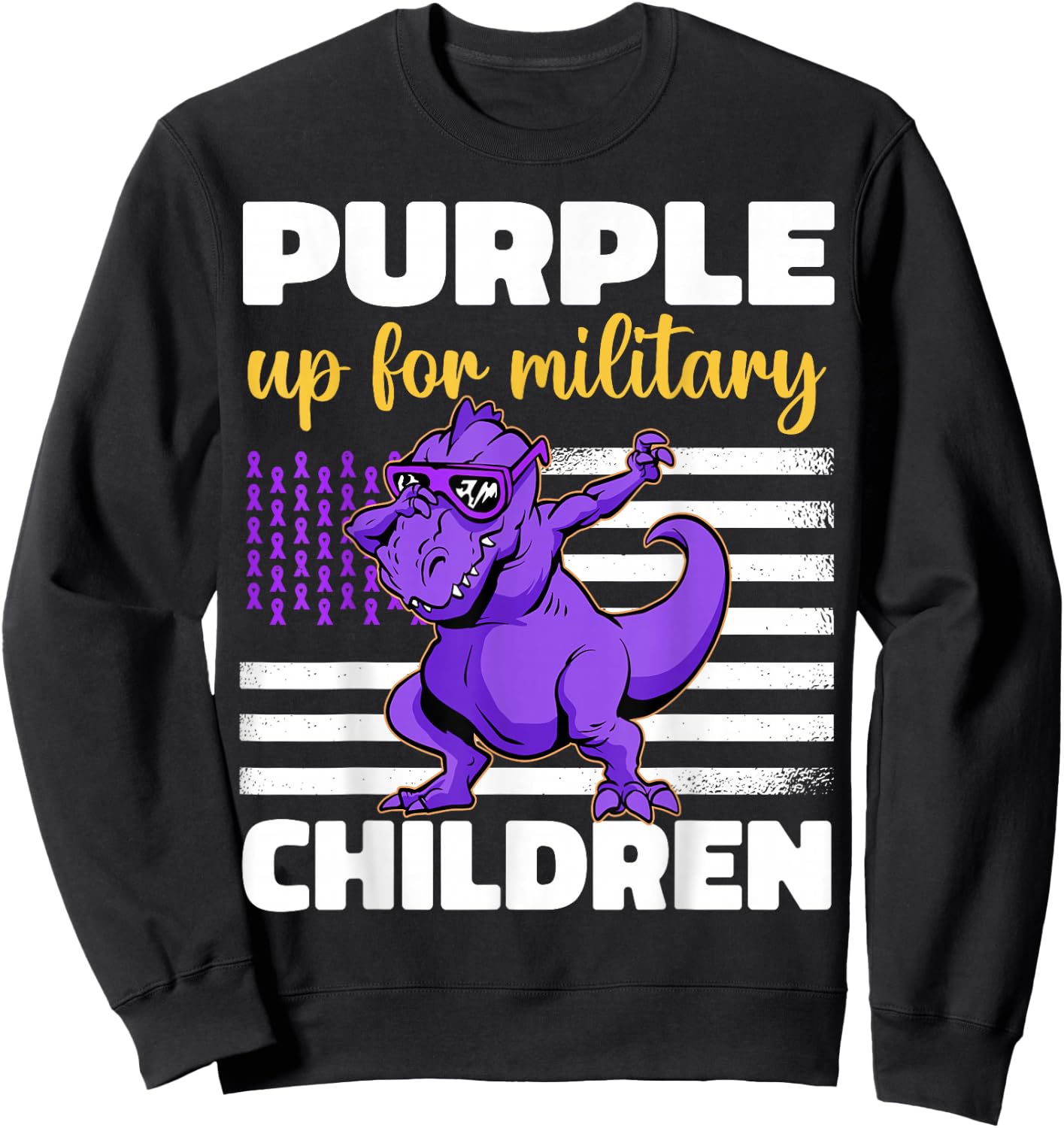 Purple Up For Military Kids Month Of The Military Children Sweatshirt - Sweatshirt | Black