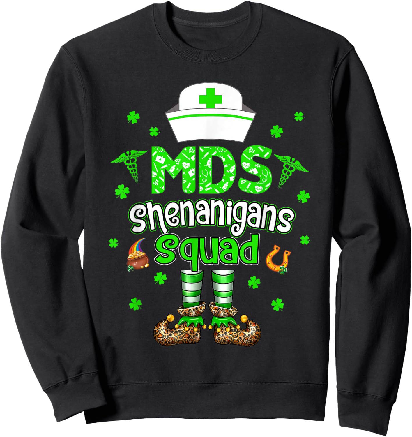 MDS Shenanigans Squad Family Group Nurse St Patricks Day Sweatshirt - Sweatshirt | Black