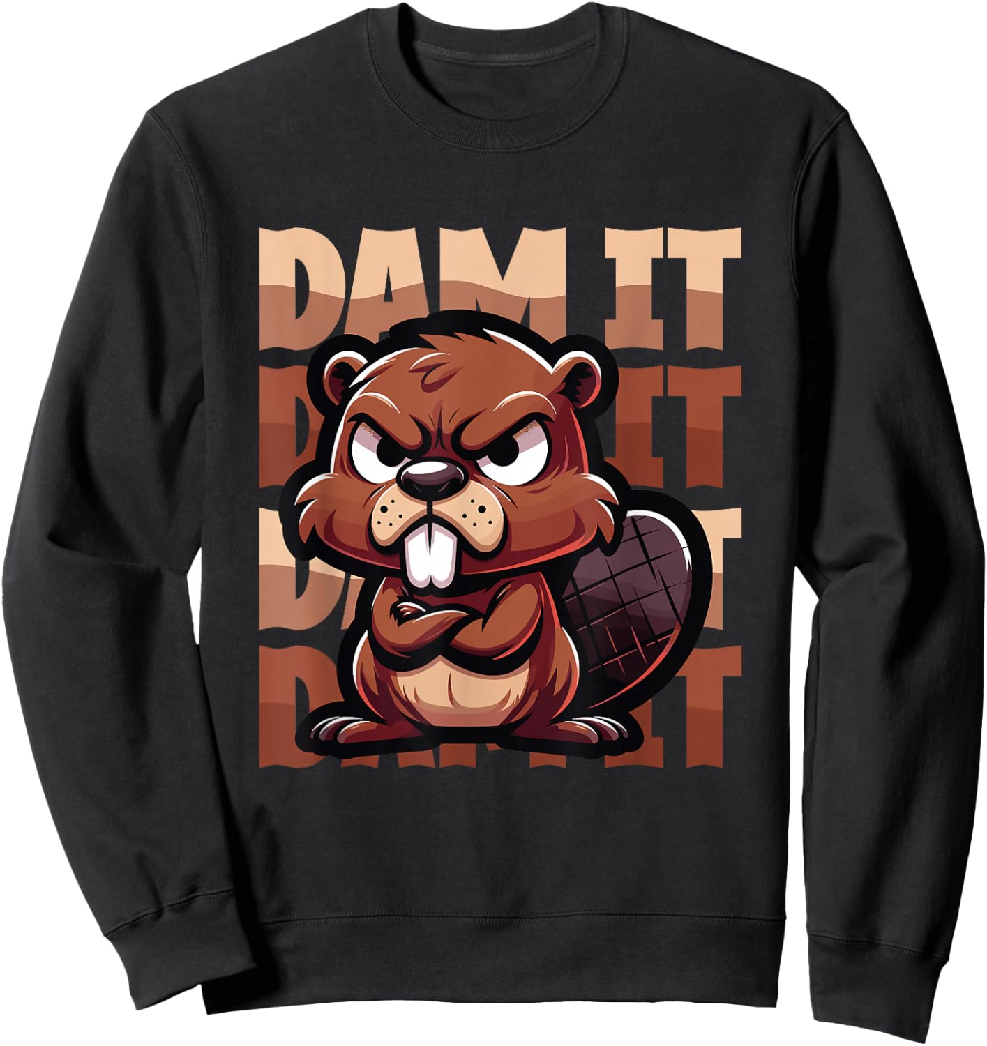 Dam It Angry Beaver Pun Sweatshirt - Sweatshirt | Black