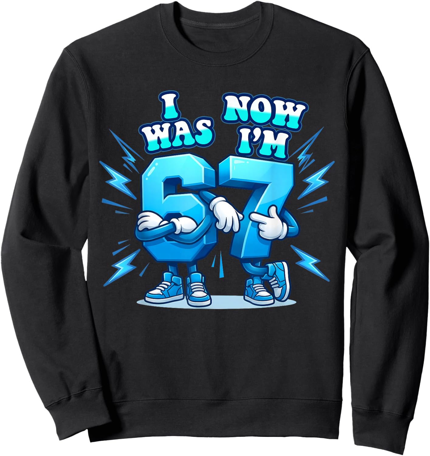 67 Six Seven 6-7 Lustiges italienisches Brainrot Gaming-Meme für Kinder Sweatshirt - Sweatshirt | Black