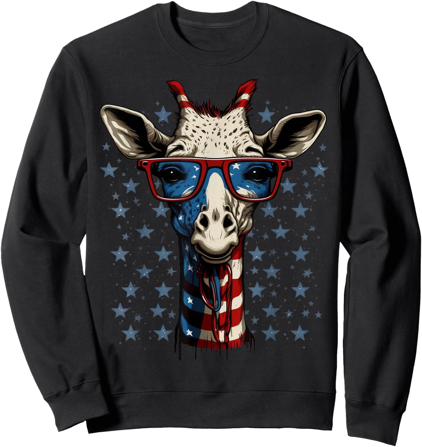 USA 4th Of July Giraffe on Patriotic American Giraffe Kids Men Sweatshirt - Sweatshirt | Black