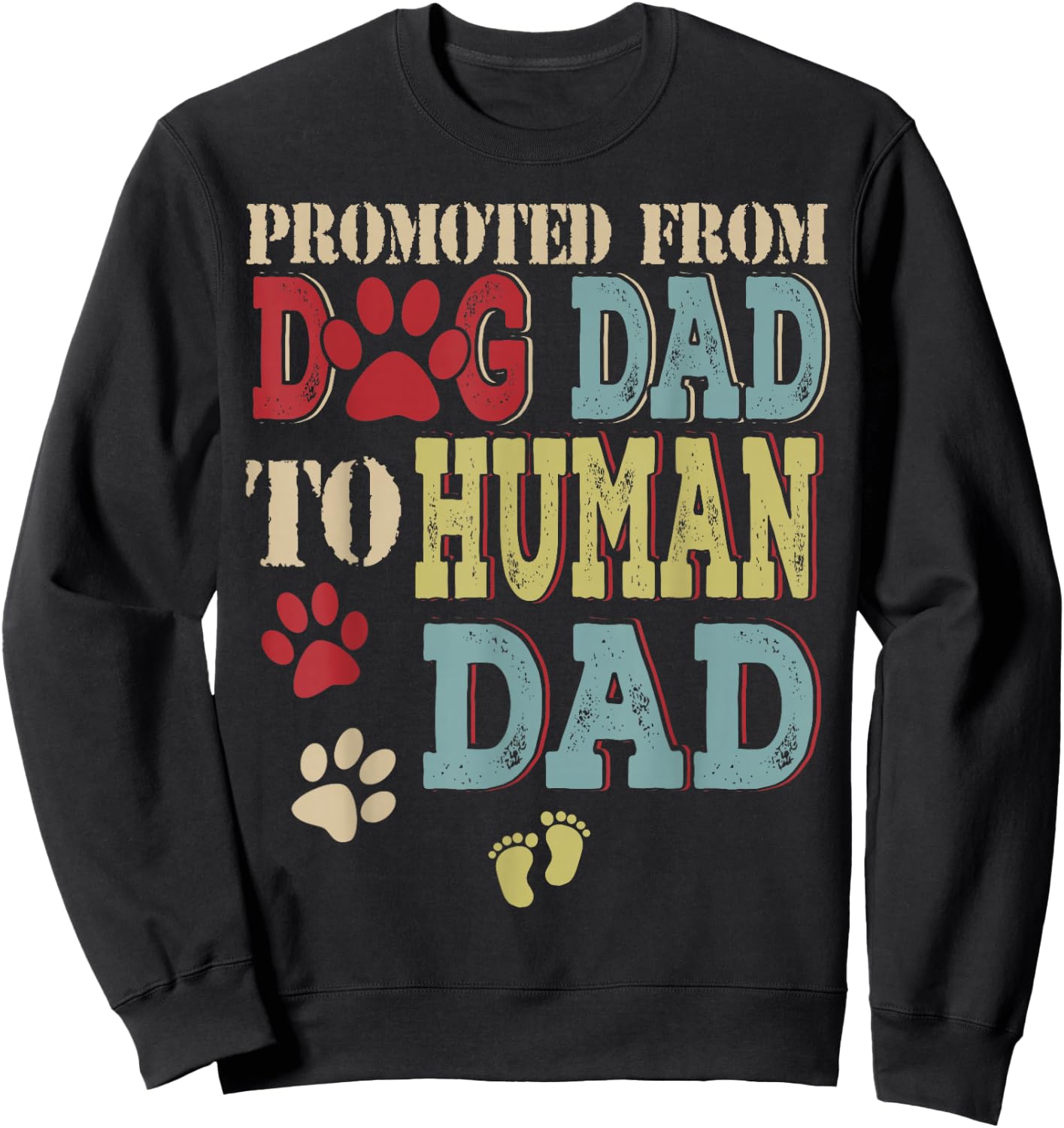 Promoted From Dog Dad To Human Dad Father's Day Dog Lover Sweatshirt - Sweatshirt | Black