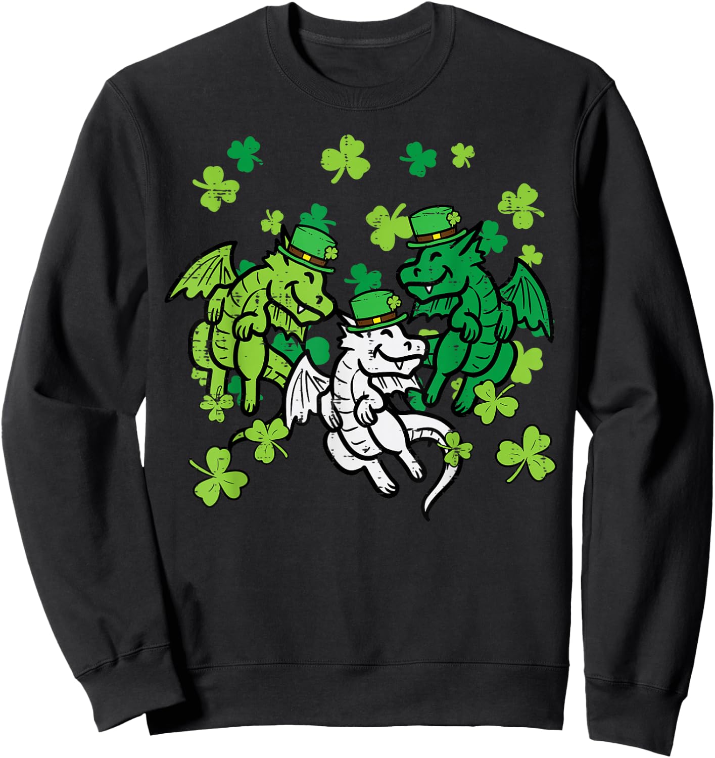 St Patricks Day Irish Dragons Saint Paddys Men Women Kids Sweatshirt - Sweatshirt | Black