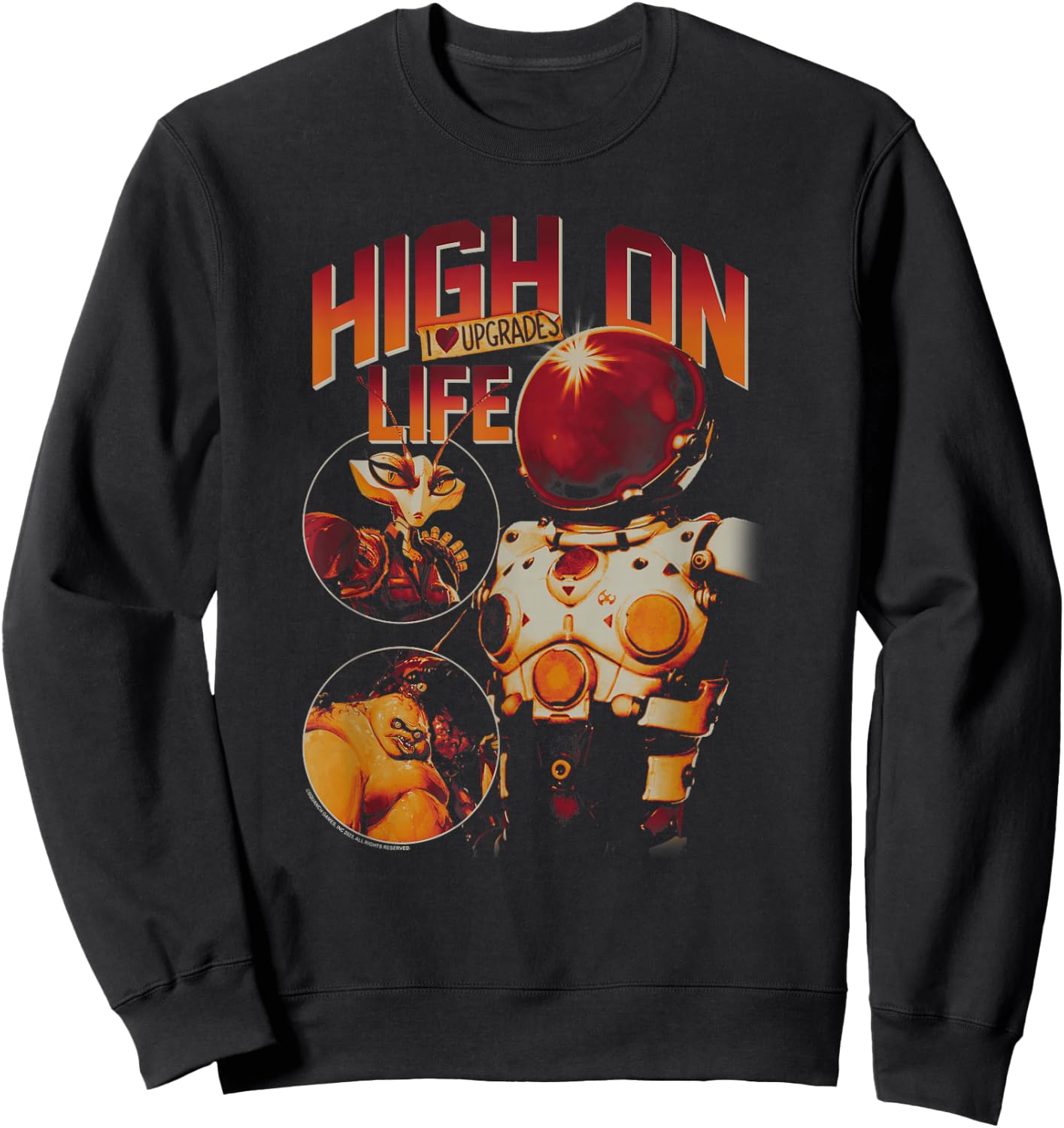 High on Life I Heart Upgrades Characters Circle Portraits Sweatshirt - Sweatshirt | Black