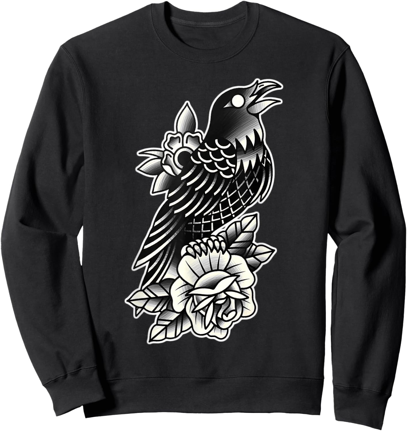 Raven Rose Tattoo Sweatshirt - Sweatshirt | Black