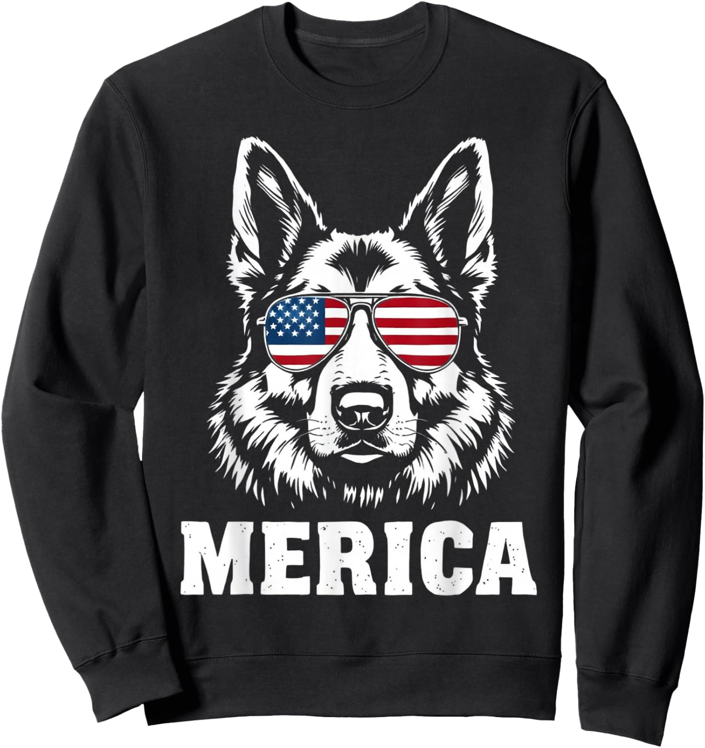 American Flag Merica german shepherd 4th Of July kids women Sweatshirt - Sweatshirt | Black