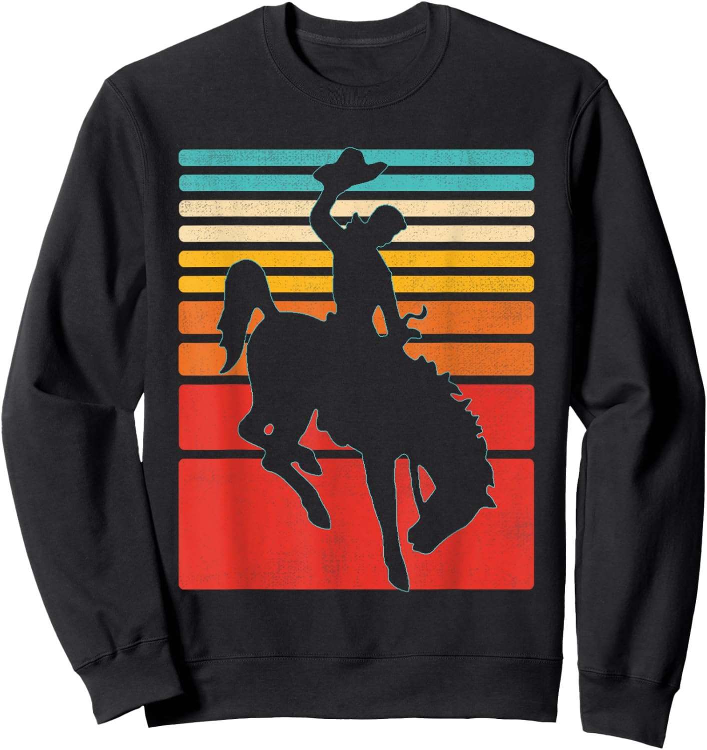 Rodeo Bucking Bronco Horse Retro Style Sweatshirt - Sweatshirt | Black
