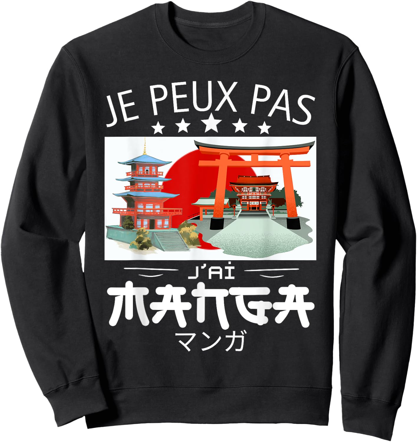 Je Peux Pas J'ai Manga- Japanese otaku manga , Black, S Sweatshirt - Sweatshirt | Black