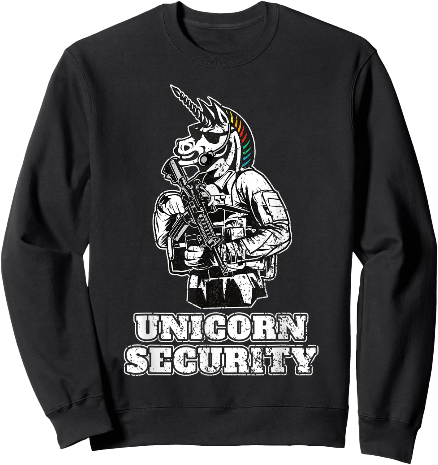 Unicorn Warrior Muscular I Funny Unicorn I Unicorn Security Sweatshirt - Sweatshirt | Black