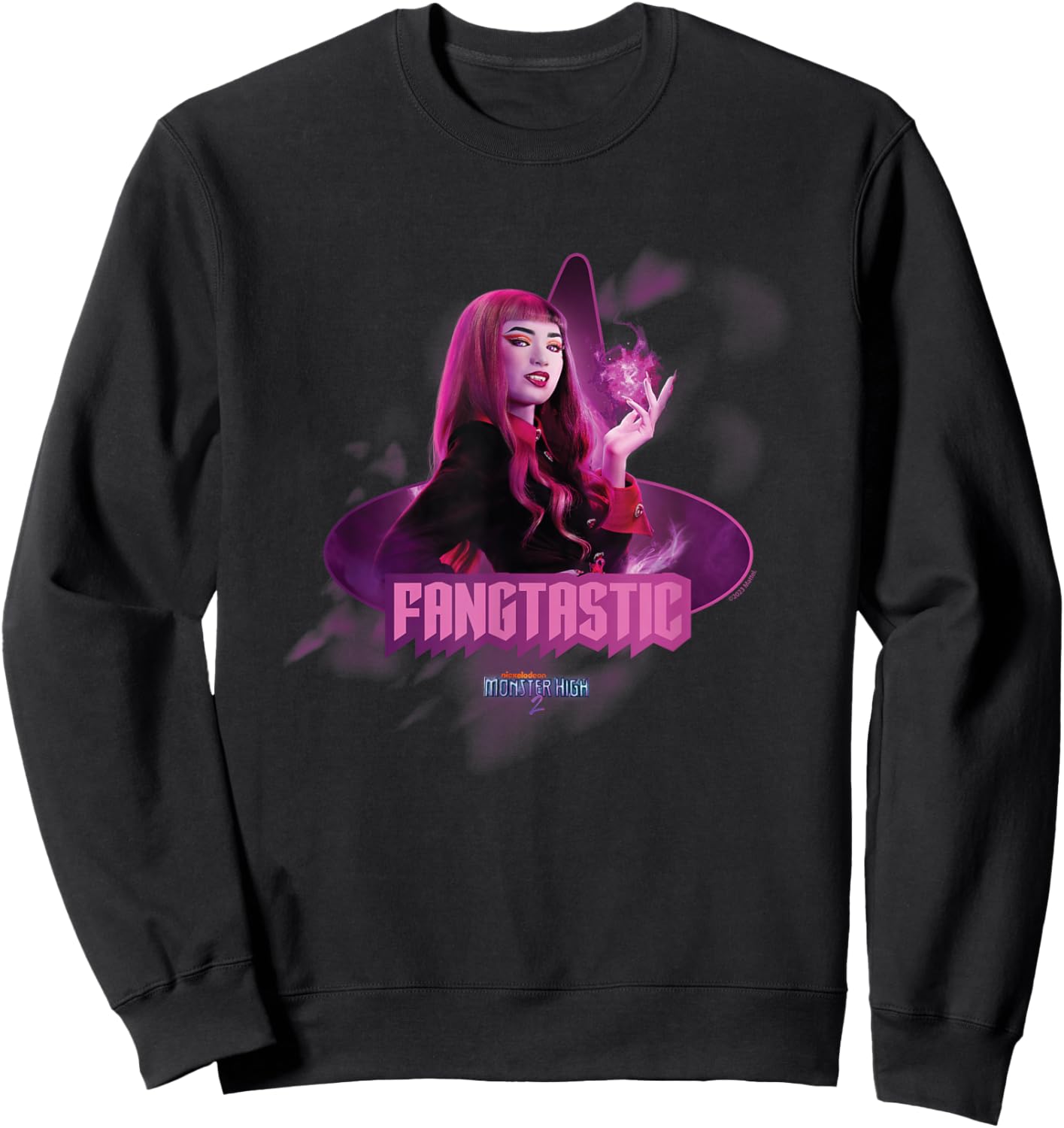 Monster High : Draculaura Cartoon, Schwarz, S, Kurzarm, Damen, Mädchen, Damen, Klassisch, Cartoon-Muster: Draculaura von Monster High Sweatshirt - Sweatshirt | Black