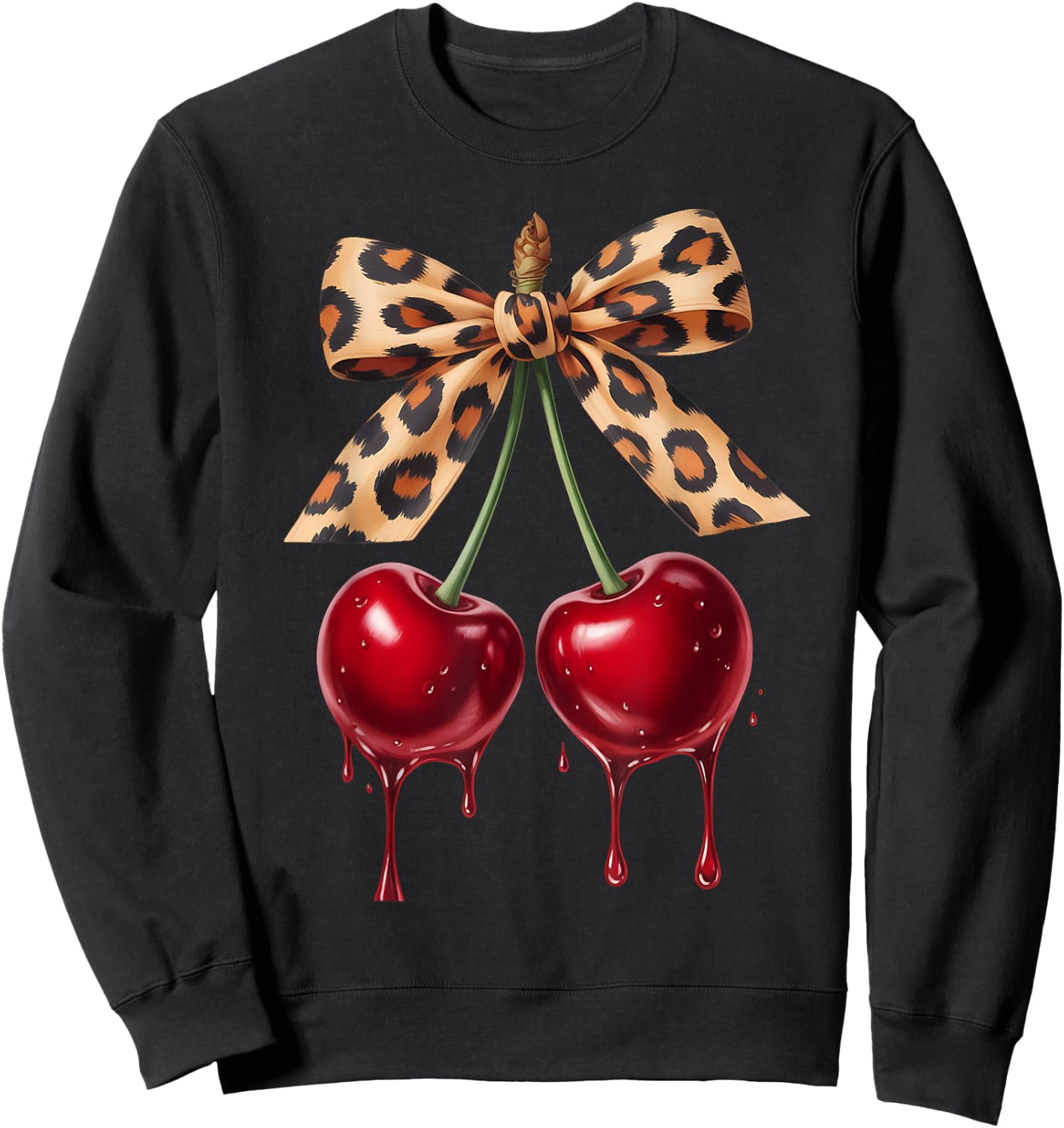 Cherry Bow Coquette Red Cherries Sweatshirt - Sweatshirt | Black